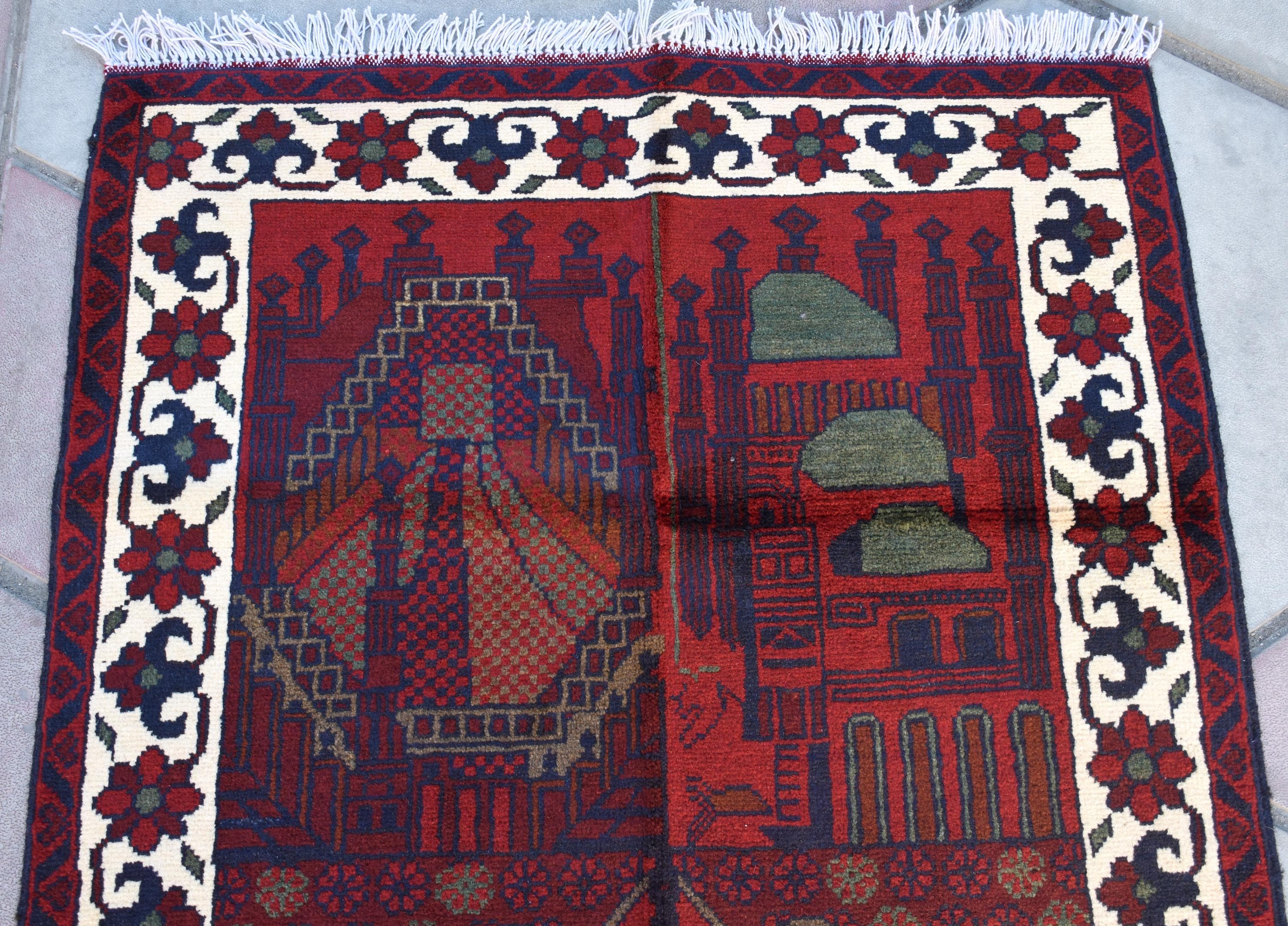 4.1x2.7 Ft Afghan Handmade Prayer Mat, Wall Hanging Rug, Boho Home Decor, Rug For Dining Room and Bedroom