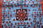 Navy Blue and Red Bukhara Afghan Handwoven Rug,Turkmen Wool Carpet 3x5Ft, Rugs For Living Room, Bedroom Rug, Dining Room Rug, Natural dyes,