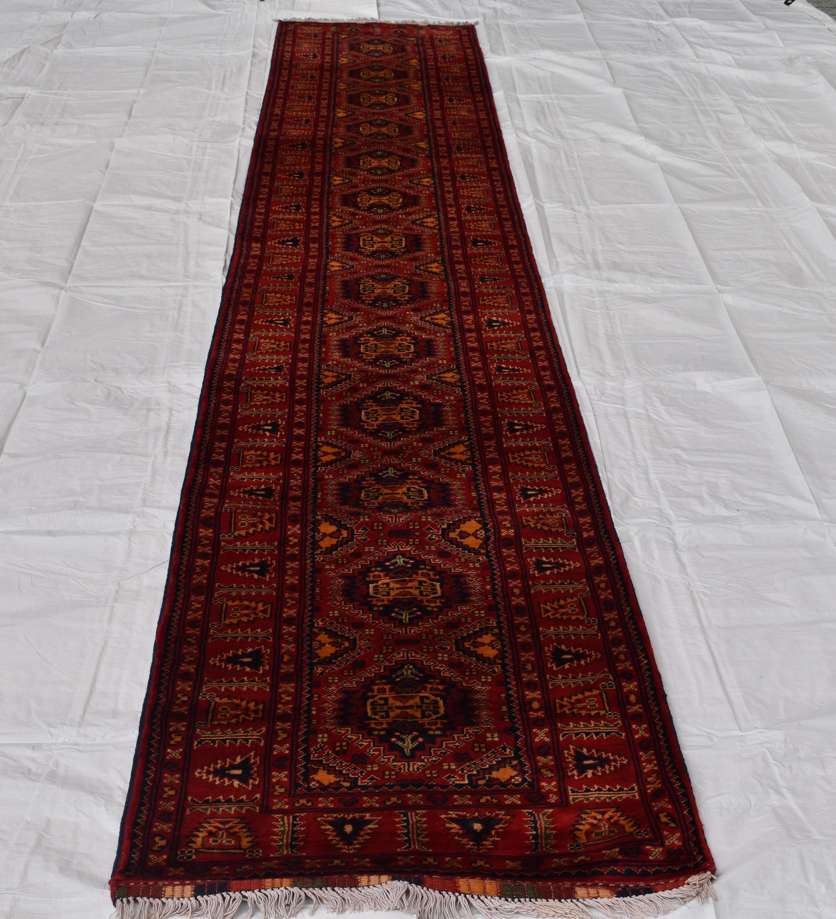 2x16 Ft Vintage Long Runner Rug, Afghan Bukhara Rug, Handmade 100% Wool Rug, Antique Turkmen Rug, Kitchen Runner, Hallway Runner Rug