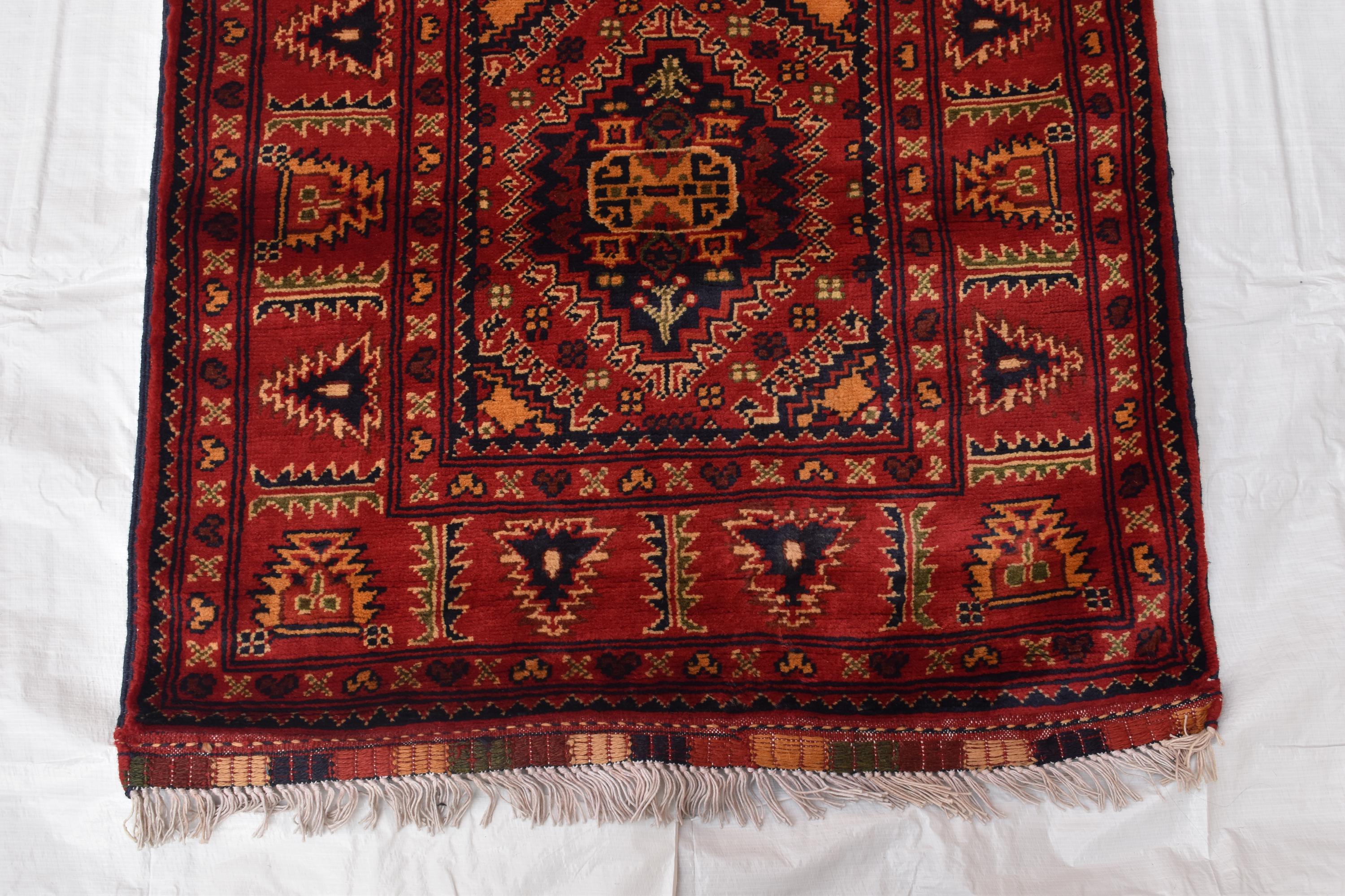2x16 Ft Vintage Long Runner Rug, Afghan Bukhara Rug, Handmade 100% Wool Rug, Antique Turkmen Rug, Kitchen Runner, Hallway Runner Rug