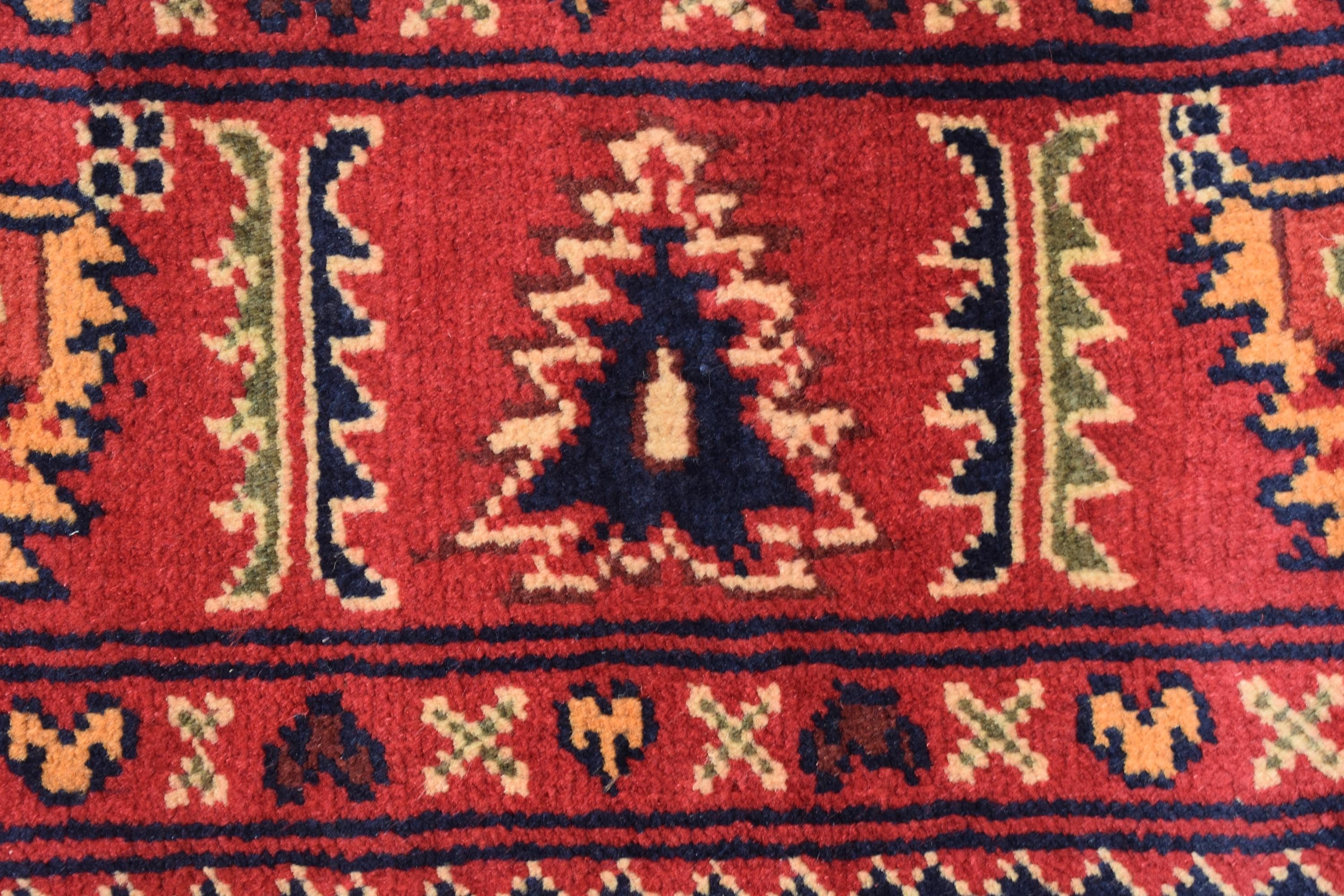 2x16 Ft Vintage Long Runner Rug, Afghan Bukhara Rug, Handmade 100% Wool Rug, Antique Turkmen Rug, Kitchen Runner, Hallway Runner Rug
