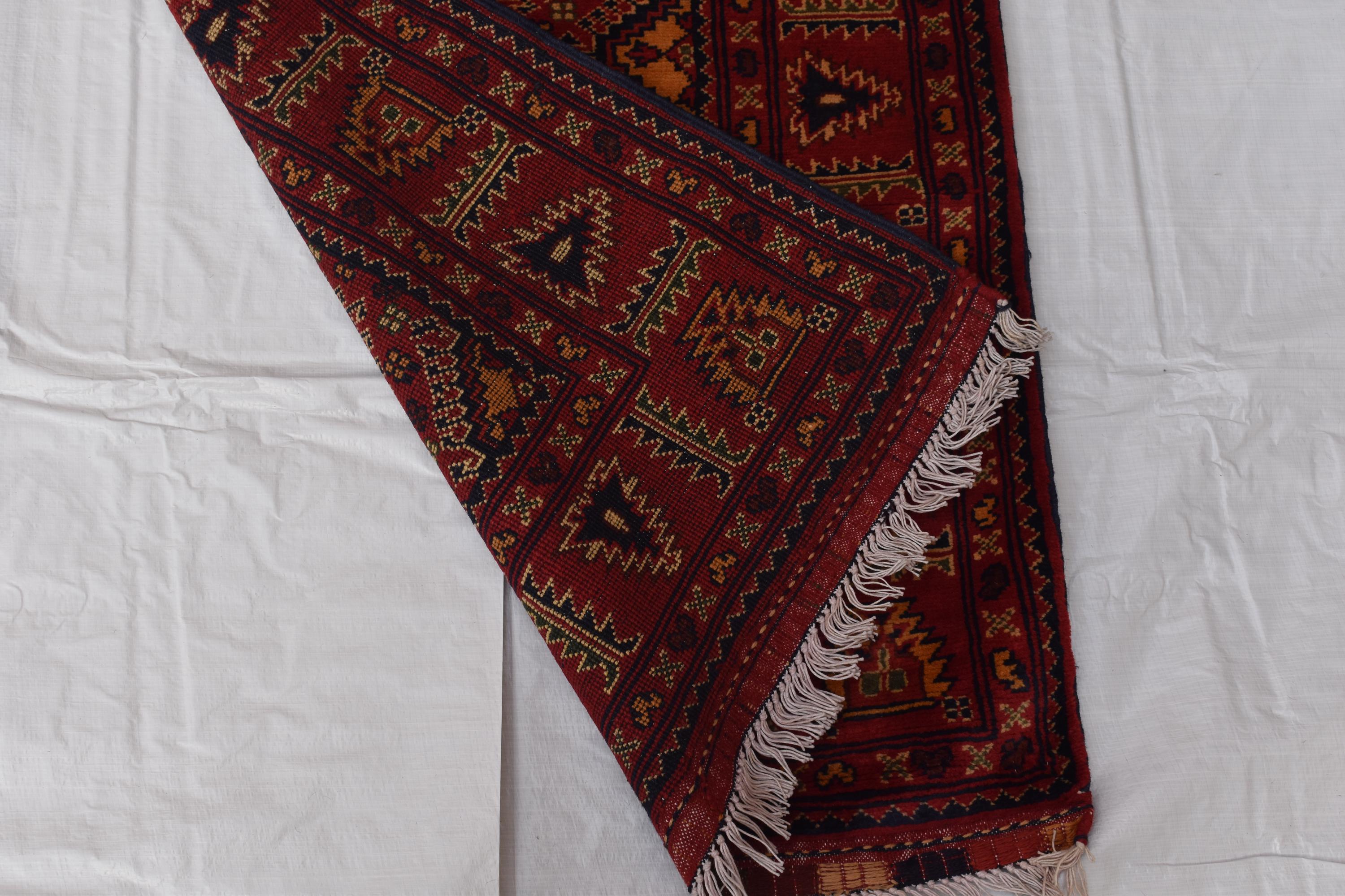2x16 Ft Vintage Long Runner Rug, Afghan Bukhara Rug, Handmade 100% Wool Rug, Antique Turkmen Rug, Kitchen Runner, Hallway Runner Rug