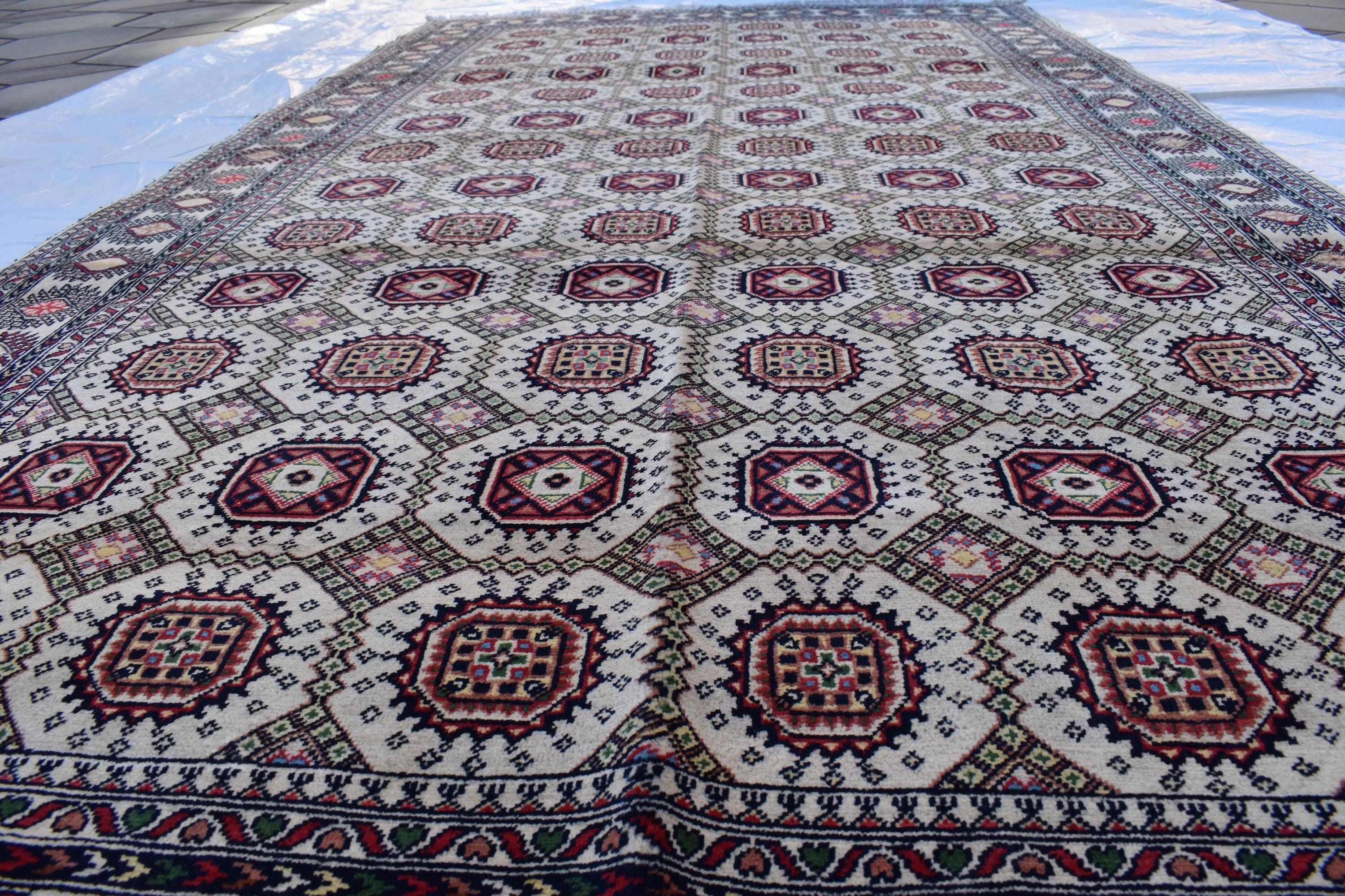 10x7 Handwoven Afghan Wool Tribal Sabiqa Design Rug, Rugs For Living Room-Beige Color-Bohemian Decor-perfect for Bedroom-10.1x5.6 ft