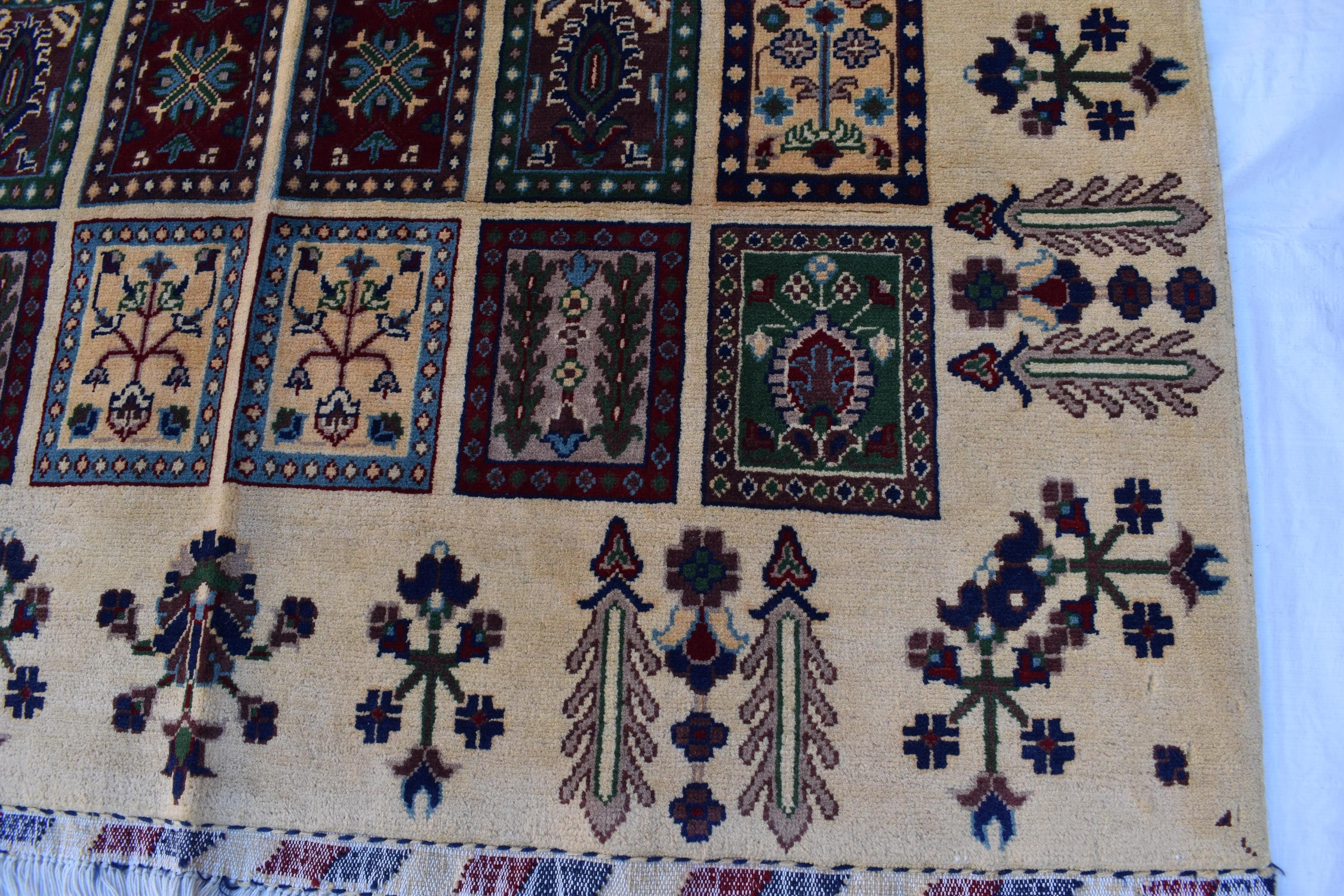 6x4 Handmade Ayni Tribal Design Medium Size Rug-Beige Color-Perfect For Bedroom-Bohemian Decor-Natural fibers-Living Room Rug 6.5x4.9 ft