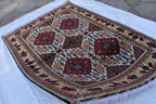 Handmade Maranus Beljik Rug – 6.5x4.9 ft – Afghan Wool Tribal Geometric Design – Red & Beige – Bohemian Living Room Decor – Eco-Friendly
