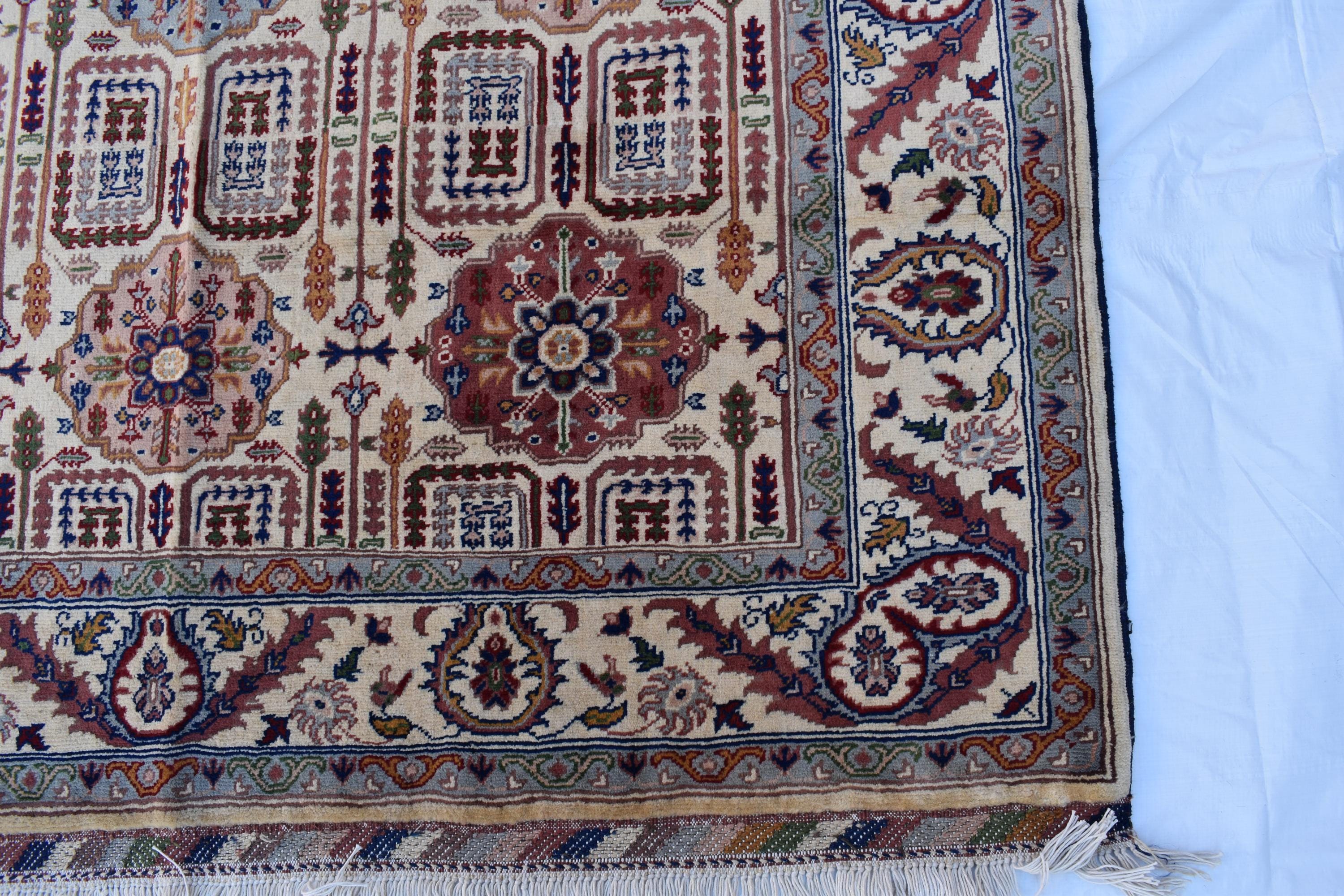 Handmade Gandumi Rug – 6.5x4.9 ft – Afghan Wool Tribal Geometric Design – Multicolored – Bohemian Living Room Decor – Eco-Friendly