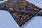Handmade Kazak Rug – 6.5x4.9 ft – Afghan Wool Tribal Geometric Design – Silver Color– Bohemian Living Room Decor – Eco-Friendly