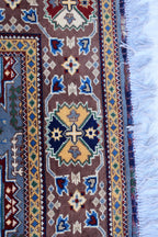 Handmade Kazak Rug – 6.5x4.9 ft – Afghan Wool Tribal Geometric Design – Silver Color– Bohemian Living Room Decor – Eco-Friendly