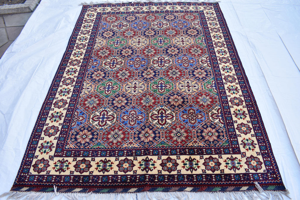 6x5 Handmade Maranus Rug–Afghan Wool Tribal Geometric Design – Multicolor Rug – Bohemian Living Room Decor – Eco-Friendly 6.5x4.9 ft
