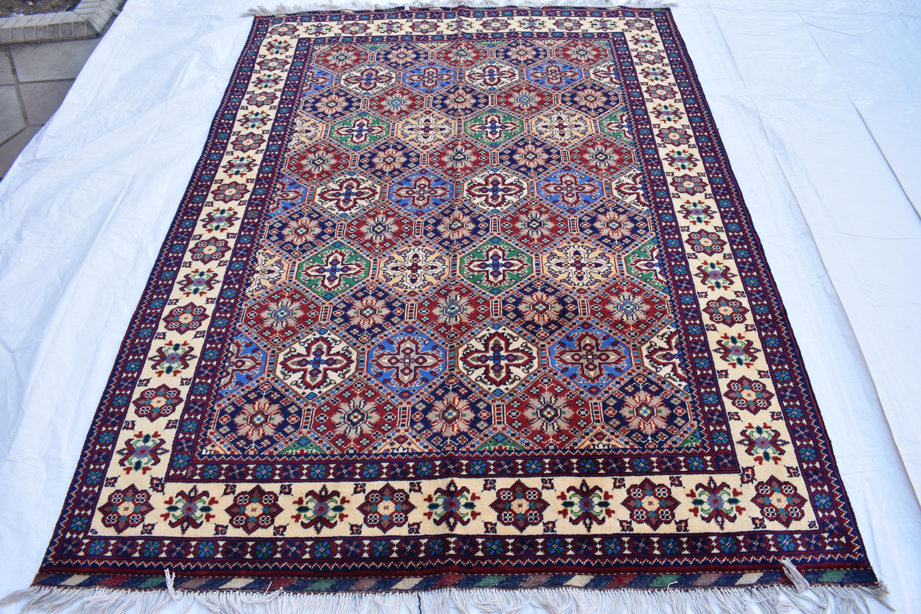 6x5 Handmade Maranus Rug–Afghan Wool Tribal Geometric Design – Multicolor Rug – Bohemian Living Room Decor – Eco-Friendly 6.5x4.9 ft