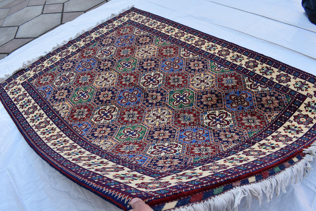 6x5 Handmade Maranus Rug–Afghan Wool Tribal Geometric Design – Multicolor Rug – Bohemian Living Room Decor – Eco-Friendly 6.5x4.9 ft