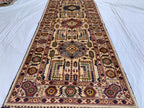 7x3 Handmade Afghan Gandum Naksha Runner Rug Wool Hallway Rug | Boho Tribal Carpet | Oriental Long Runner | Rustic Home Decor 7.1x2.7 ft