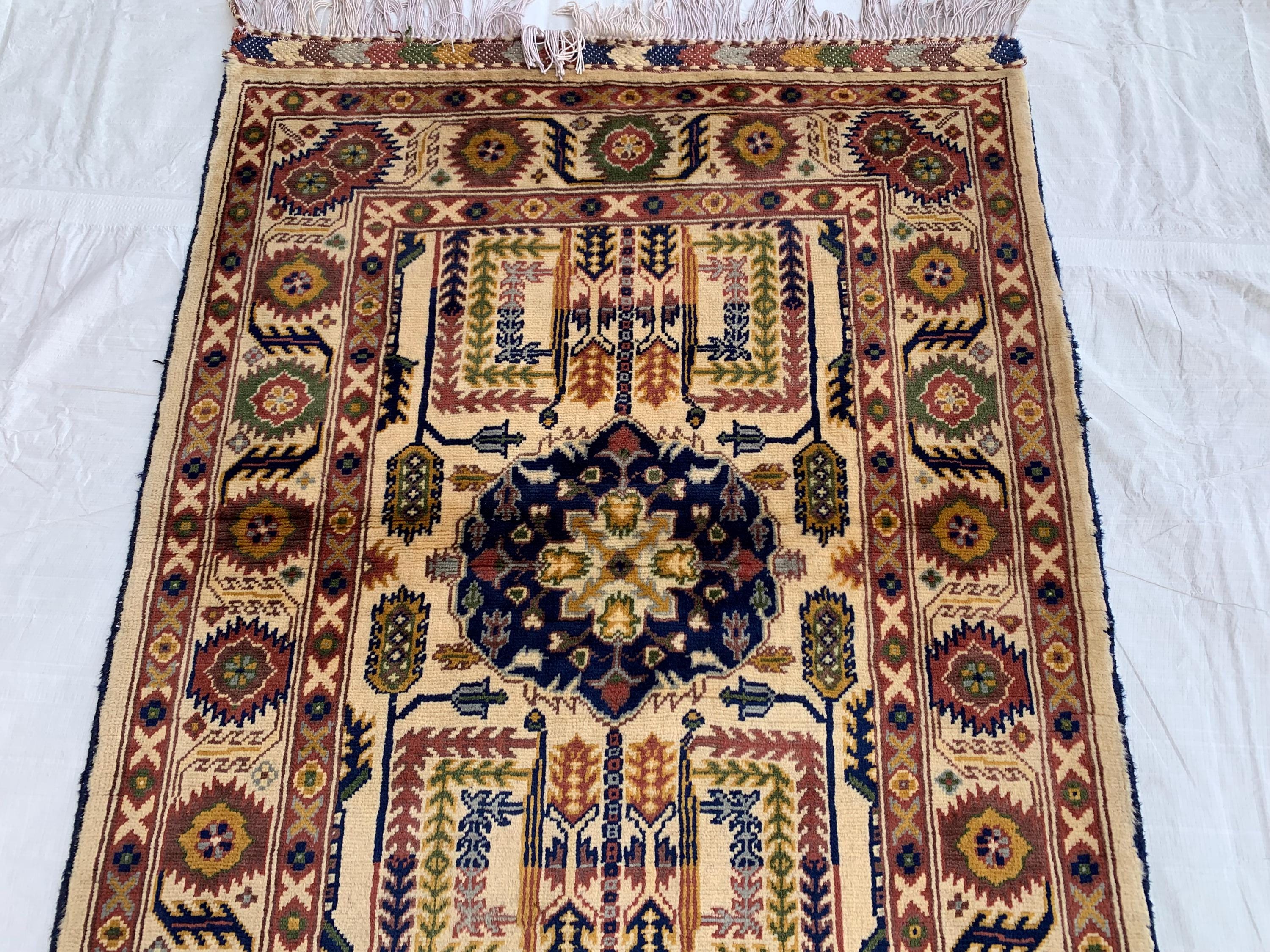 7x3 Handmade Afghan Gandum Naksha Runner Rug Wool Hallway Rug | Boho Tribal Carpet | Oriental Long Runner | Rustic Home Decor 7.1x2.7 ft