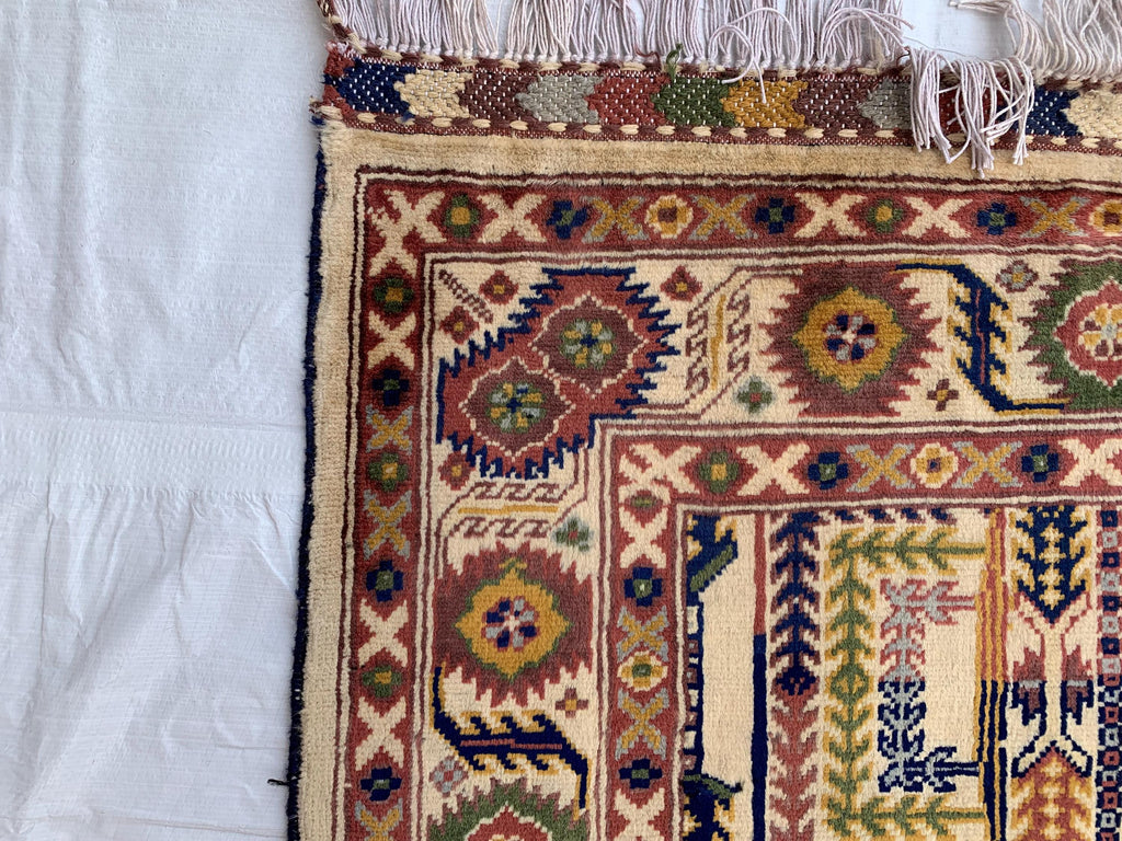 7x3 Handmade Afghan Gandum Naksha Runner Rug Wool Hallway Rug | Boho Tribal Carpet | Oriental Long Runner | Rustic Home Decor 7.1x2.7 ft