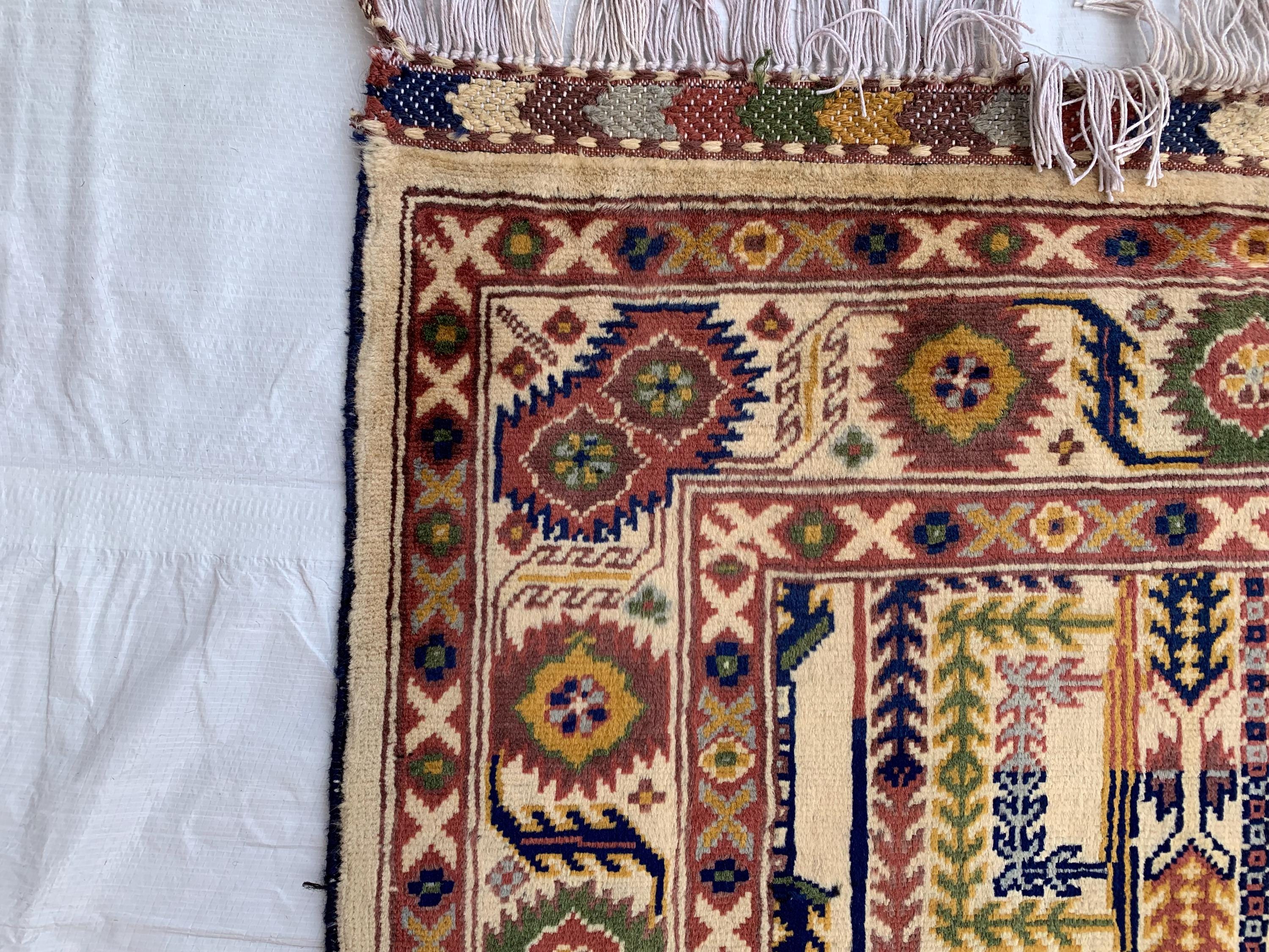 7x3 Handmade Afghan Gandum Naksha Runner Rug Wool Hallway Rug | Boho Tribal Carpet | Oriental Long Runner | Rustic Home Decor 7.1x2.7 ft