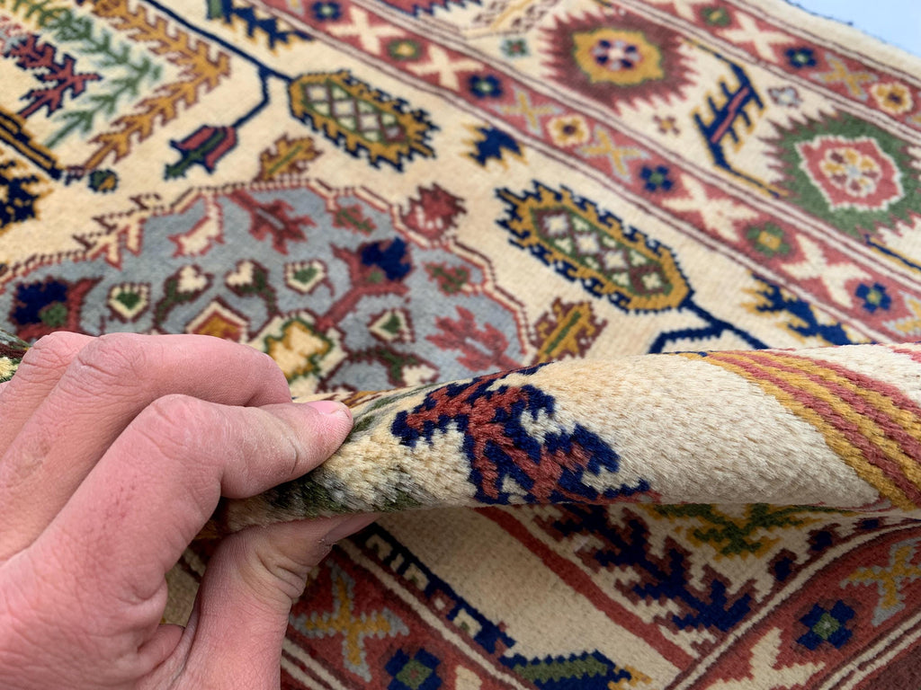 7x3 Handmade Afghan Gandum Naksha Runner Rug Wool Hallway Rug | Boho Tribal Carpet | Oriental Long Runner | Rustic Home Decor 7.1x2.7 ft