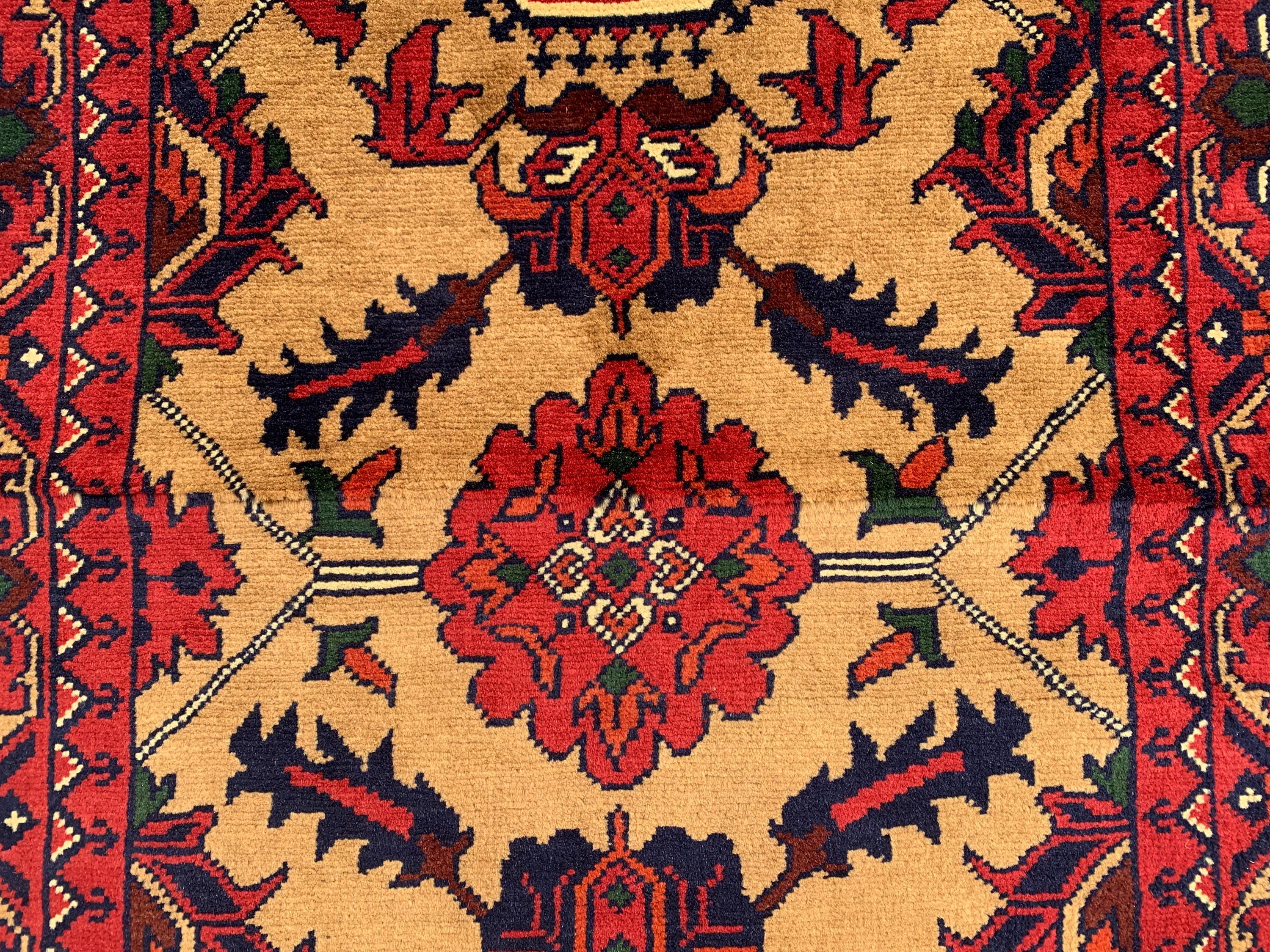 7x3 Handmade Afghan Gul Naksha Runner Rug | Wool Hallway Rug | Boho Tribal Carpet | Oriental Long Runner | Rustic Home Decor 6.6x2.8 ft