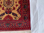 7x3 Handmade Afghan Gul Naksha Runner Rug | Wool Hallway Rug | Boho Tribal Carpet | Oriental Long Runner | Rustic Home Decor 6.6x2.8 ft