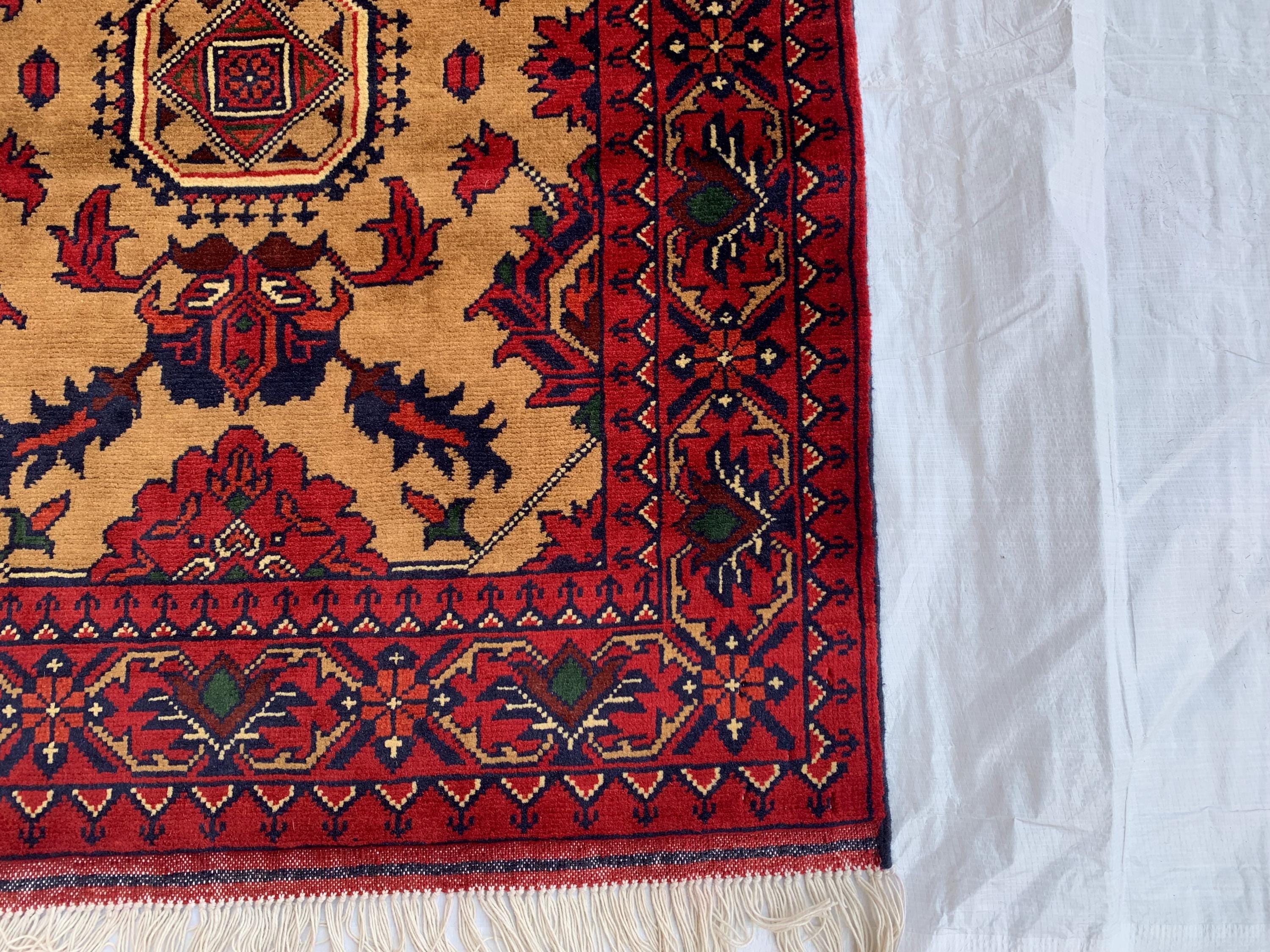 7x3 Handmade Afghan Gul Naksha Runner Rug | Wool Hallway Rug | Boho Tribal Carpet | Oriental Long Runner | Rustic Home Decor 6.6x2.8 ft