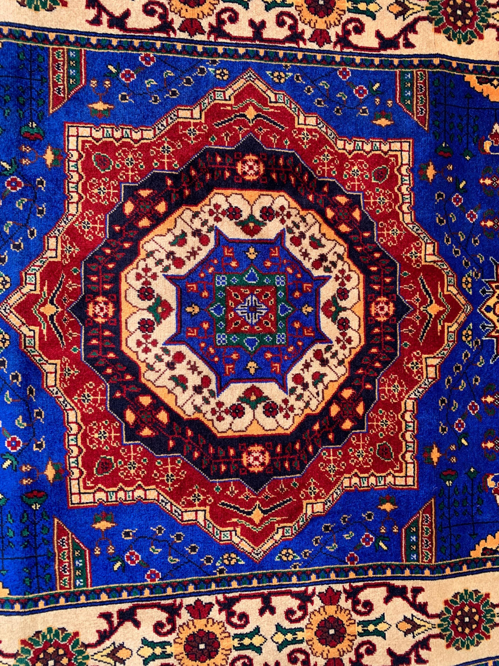 5x3 Handmade Afghan Navy Blue Beljik Sitara Naksha Runner | Wool Tribal Hallway Rug | Oriental Runner | Boho Home Decor Carpet 4.9x3.4 ft