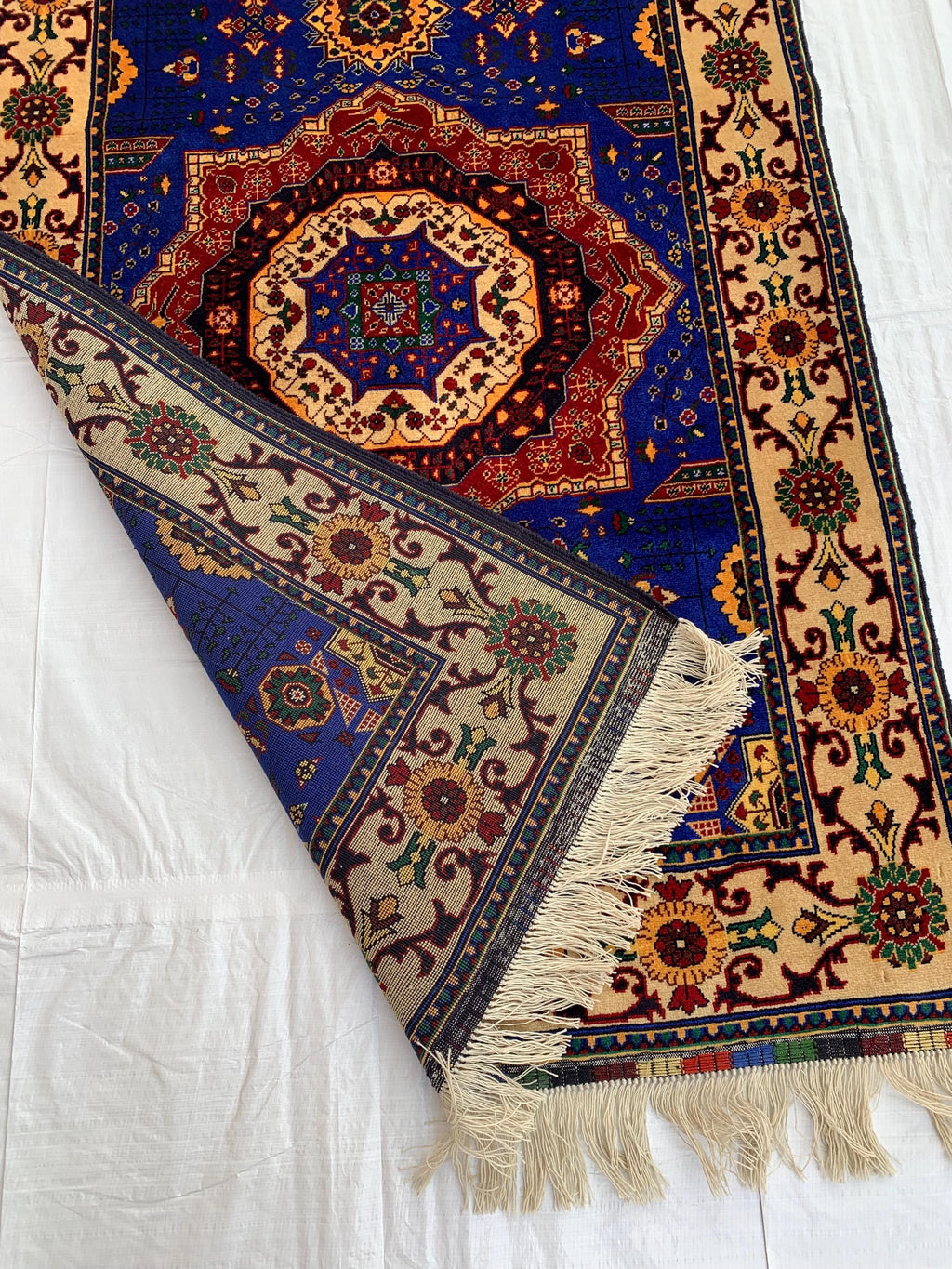 5x3 Handmade Afghan Navy Blue Beljik Sitara Naksha Runner | Wool Tribal Hallway Rug | Oriental Runner | Boho Home Decor Carpet 4.9x3.4 ft