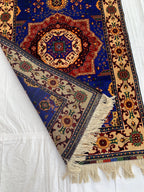 5x3 Handmade Afghan Navy Blue Beljik Sitara Naksha Runner | Wool Tribal Hallway Rug | Oriental Runner | Boho Home Decor Carpet 4.9x3.4 ft