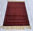 5x3 Handmade Small Red Beljik Khwaja Roshnai Rug | Afghan Tribal Carpet | Red Handwoven Oriental Rug | Boho Decorative Rug, 4.6x3.3 ft