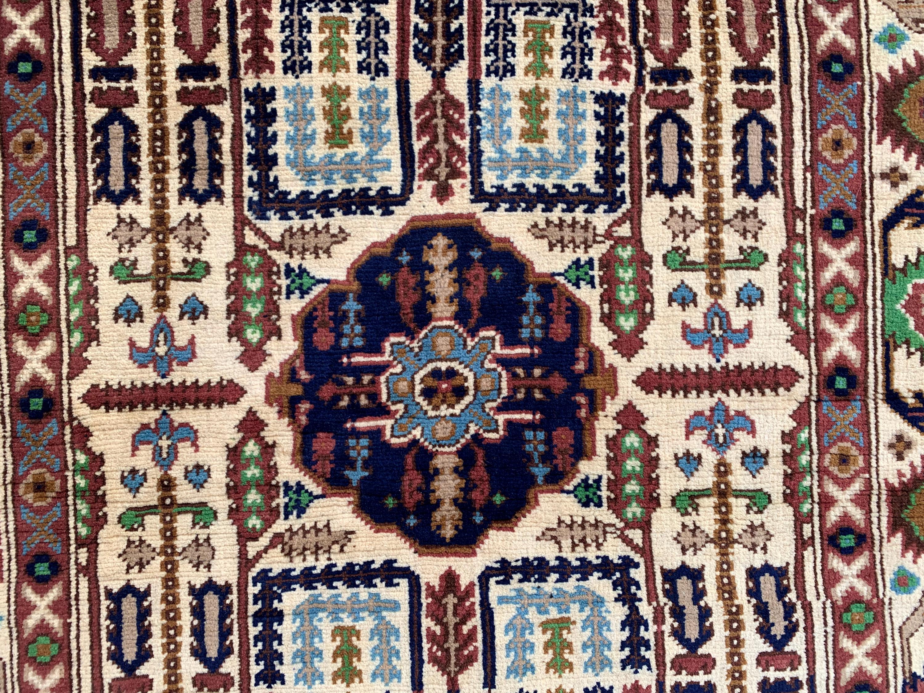 7x3 Handmade Afghan Gandum Naksha Runner Rug | Wool Hallway Rug | Boho Tribal Carpet | Oriental Medium Runner | Rustic Home Decor 6.9x3.2 ft