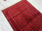 6x4 Handmade Medium Size Red Beljik Khwaja Roshnai Rug | Afghan Tribal Carpet | Red Handwoven Oriental Rug | Boho Decorative Rug, 6.4x4.1 ft
