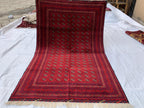 6x4 Handmade Medium Size Red Beljik Khwaja Roshnai Rug | Afghan Tribal Carpet | Red Handwoven Oriental Rug | Boho Decorative Rug, 6.4x4.1 ft
