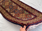 7x3 Handmade Afghan Kashi Runner Rug | Vintage Wool Hallway Rug | Boho Tribal Carpet | Oriental Long Runner | Rustic Home Decor 6.6x3.0 ft