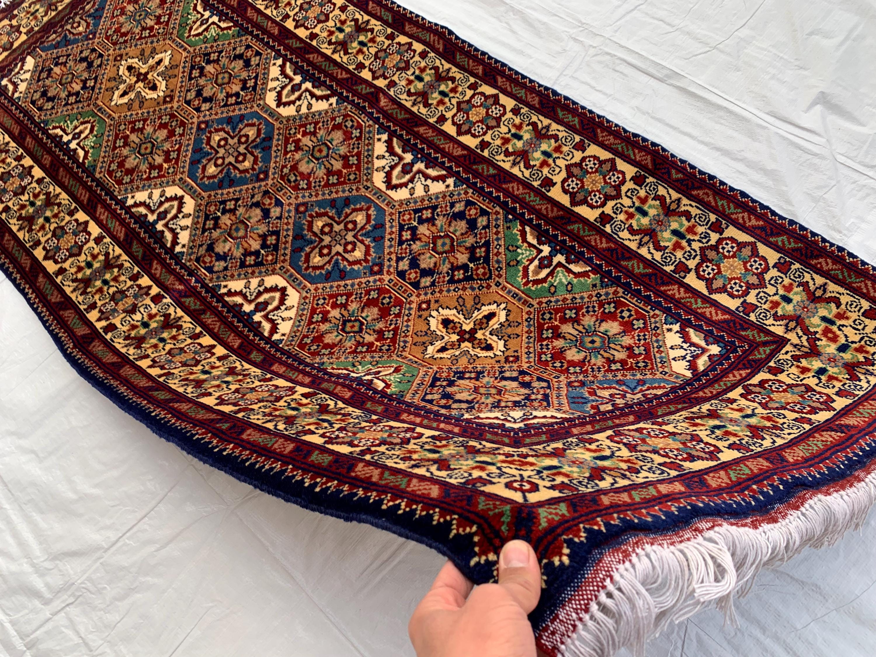 7x3 Handmade Afghan Kashi Runner Rug | Vintage Wool Hallway Rug | Boho Tribal Carpet | Oriental Long Runner | Rustic Home Decor 6.6x3.0 ft