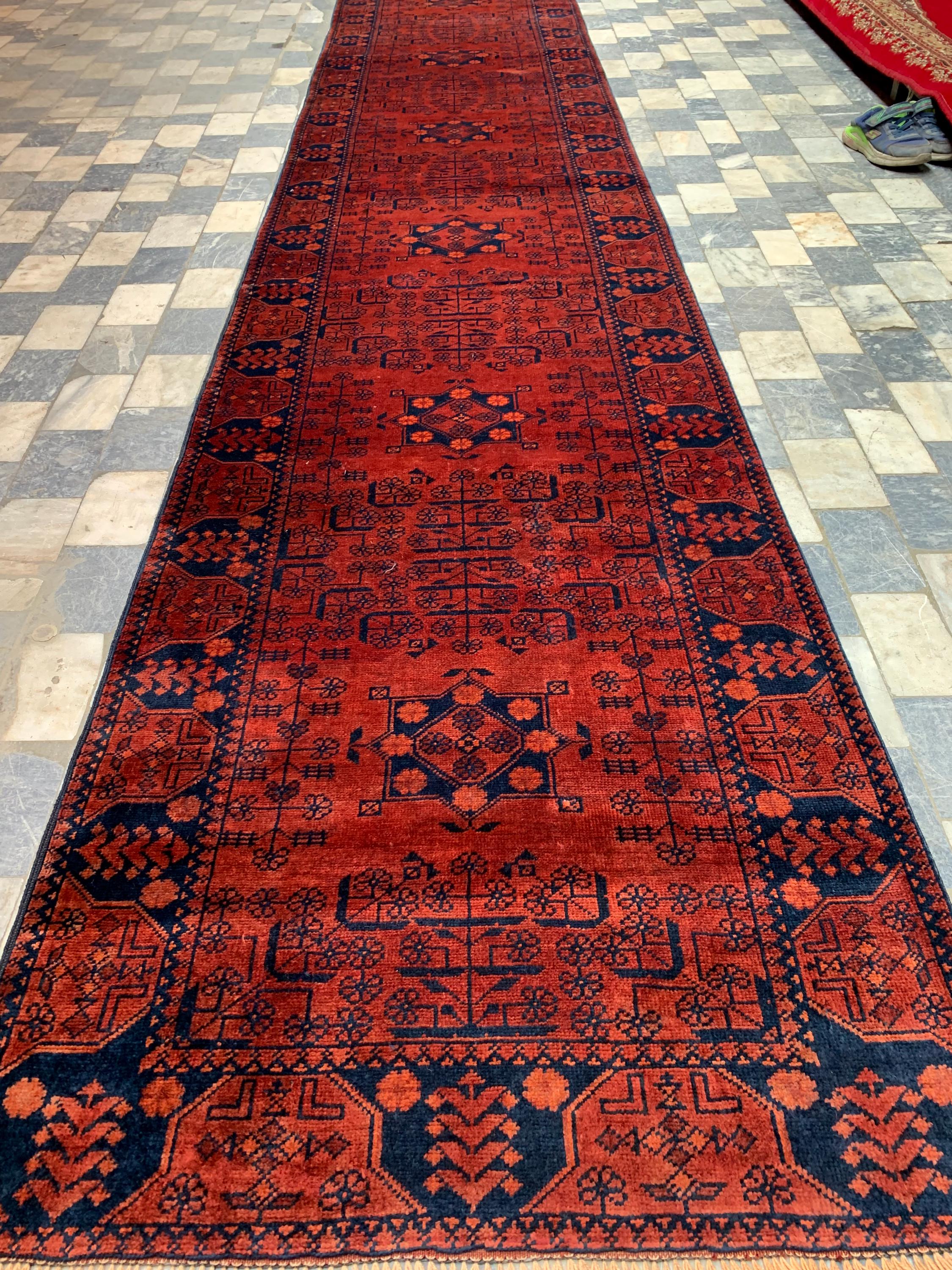 13x3 Vintage Bukhara Runner Rug Hand knotted Wool, Tribal Afghan Hallway Carpet, Collectible Rare Item, Hallway Runner 12.5x2.6 ft