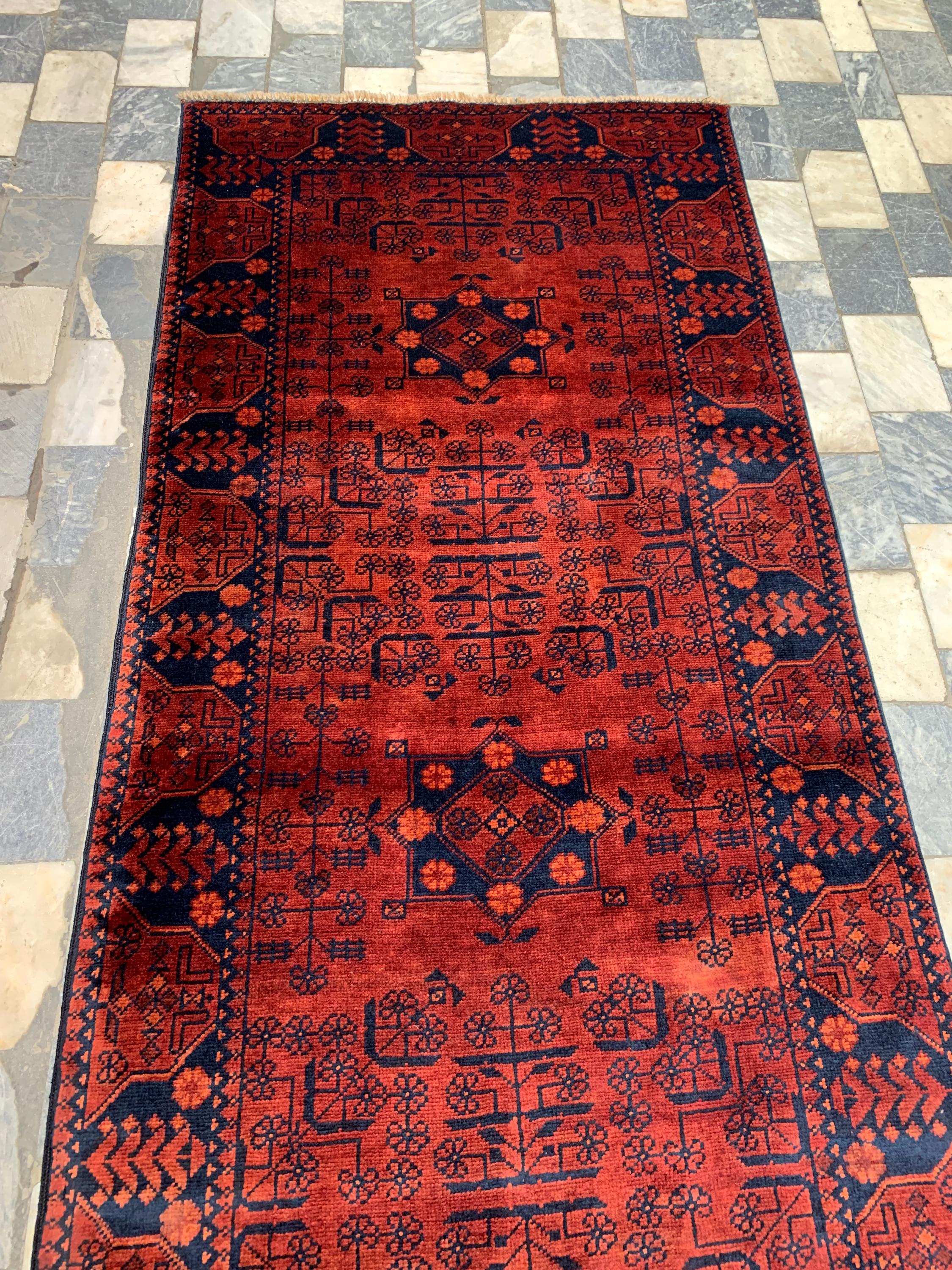 13x3 Vintage Bukhara Runner Rug Hand knotted Wool, Tribal Afghan Hallway Carpet, Collectible Rare Item, Hallway Runner 12.5x2.6 ft