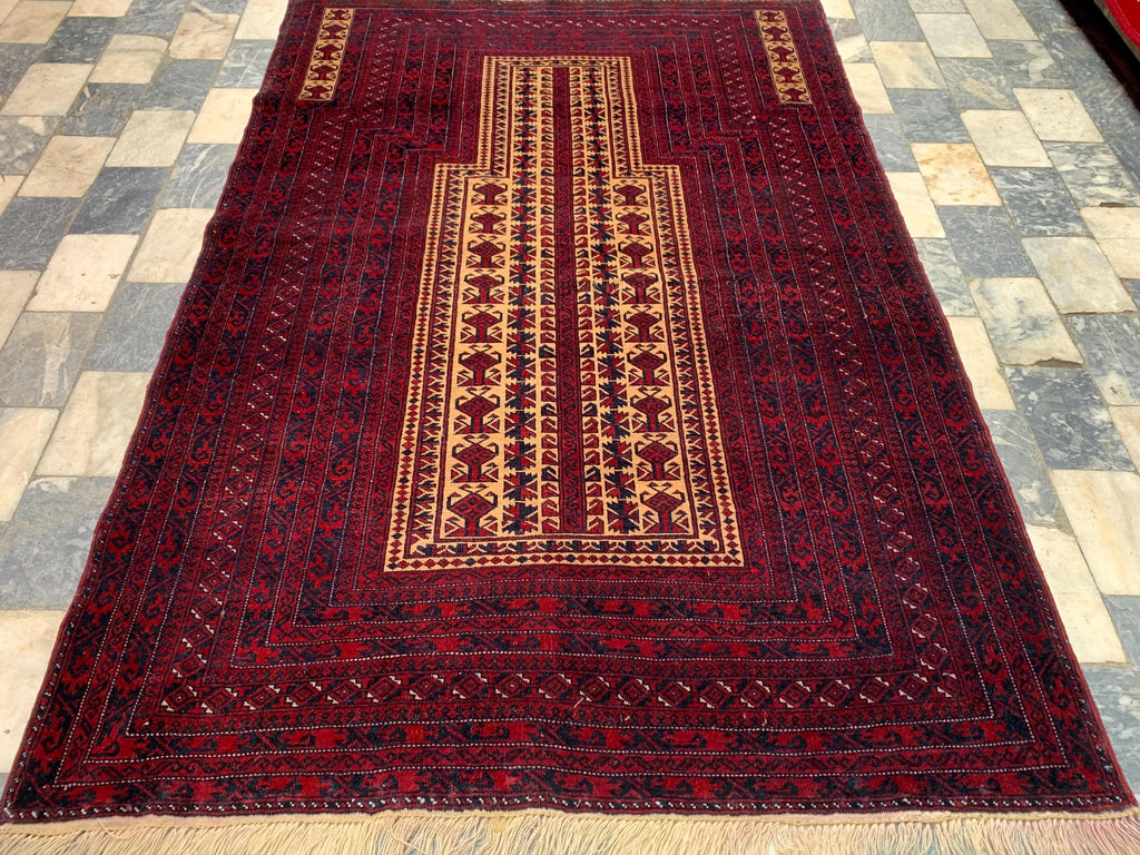 5x3 Handmade Vintage Prayer Mat Islamic Rug | Muslim Prayer Rug | Collectible Item Islamic Gift, Wall Hanging Rug 4.8x3.2 ft
