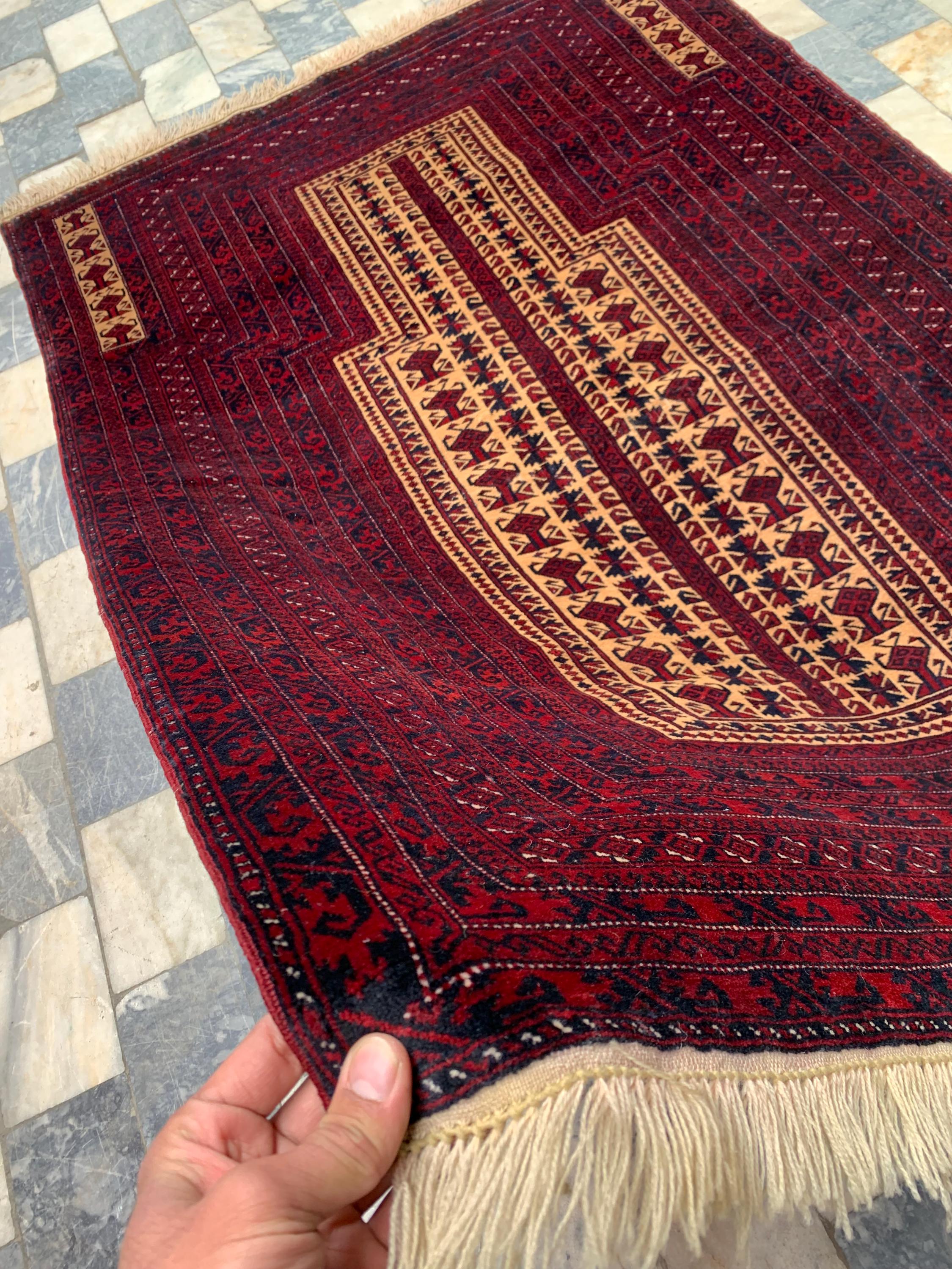 5x3 Handmade Vintage Prayer Mat Islamic Rug | Muslim Prayer Rug | Collectible Item Islamic Gift, Wall Hanging Rug 4.8x3.2 ft