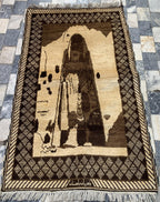 Bamyan Buddha Statue Design 4.3x2.7 ft Handmade Afghan Rug - Unique Vintage Wool Carpet, Wall Hanging Rug, Collectible item