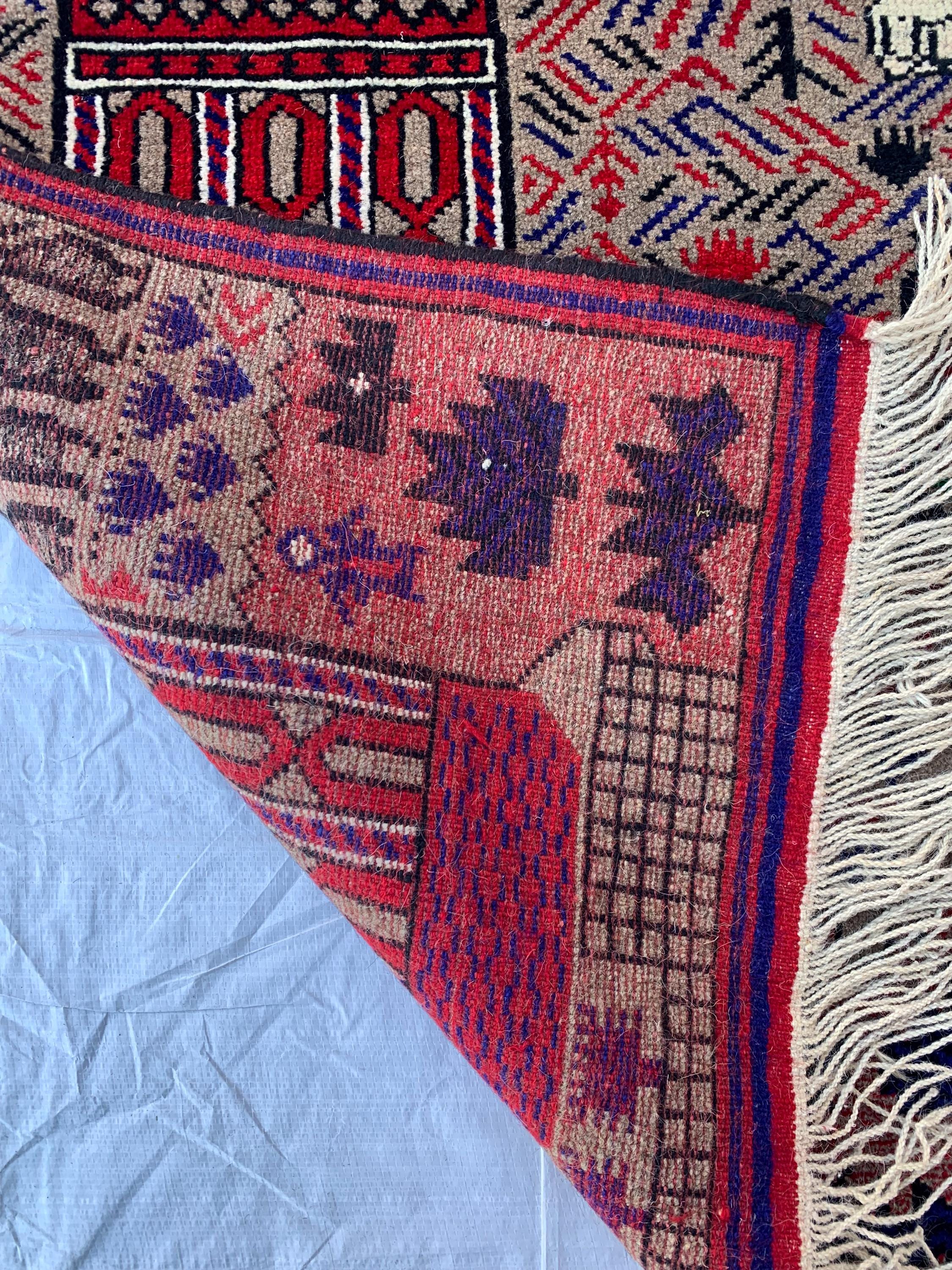 5x3 Vintage Afghan Handmade War Rug Cultural Symbols, Independence, and Islamic Art, Wall Hanging Decorative Rug, Collectible Item 5x2.8 ft