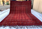 Collectible Rug, 80-Year-Old Tribal Waziri Vintage Rug Handwoven Afghan Carpet 9.6x6.5 ft, Authentic Traditional Design, Red Area Rug, 7x10