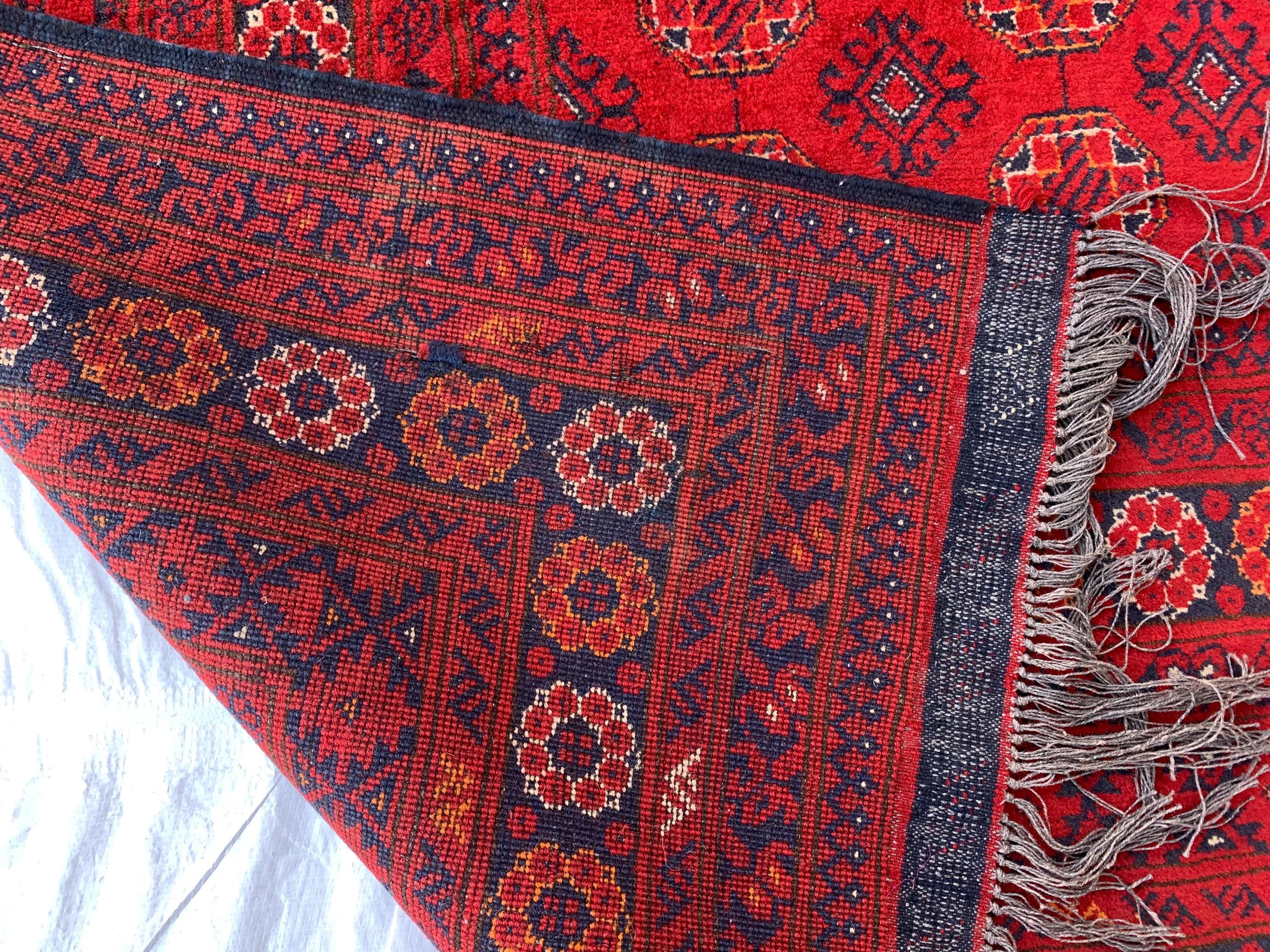 Collectible Rug, 80-Year-Old Tribal Waziri Vintage Rug Handwoven Afghan Carpet 9.6x6.5 ft, Authentic Traditional Design, Red Area Rug, 7x10