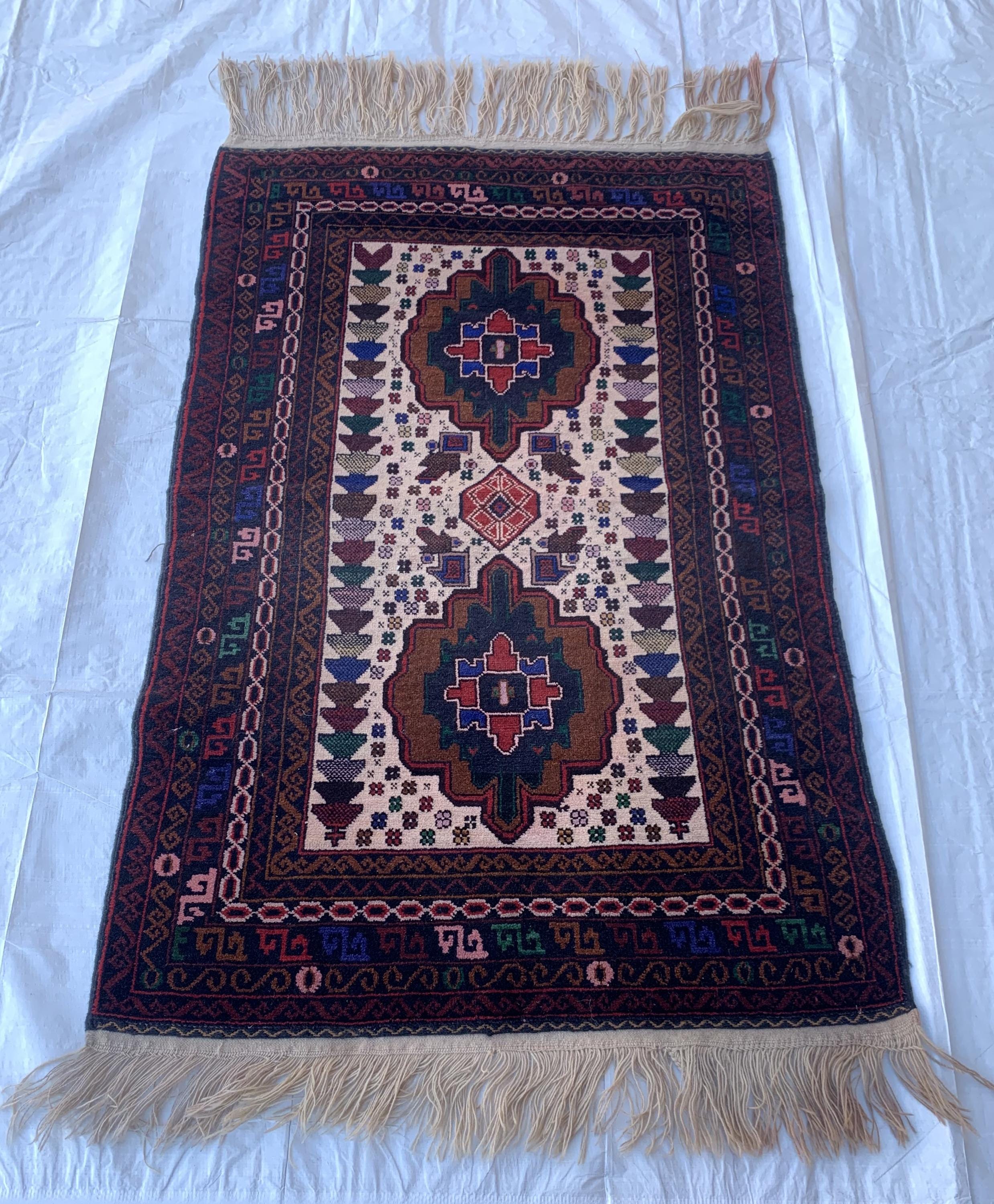 4x3 Baluchi Vintage Small Size Rug 4.4x2.8 ft – Handwoven, Authentic, Traditional Persian, Boho Chic, Home Décor, Handmade Rug
