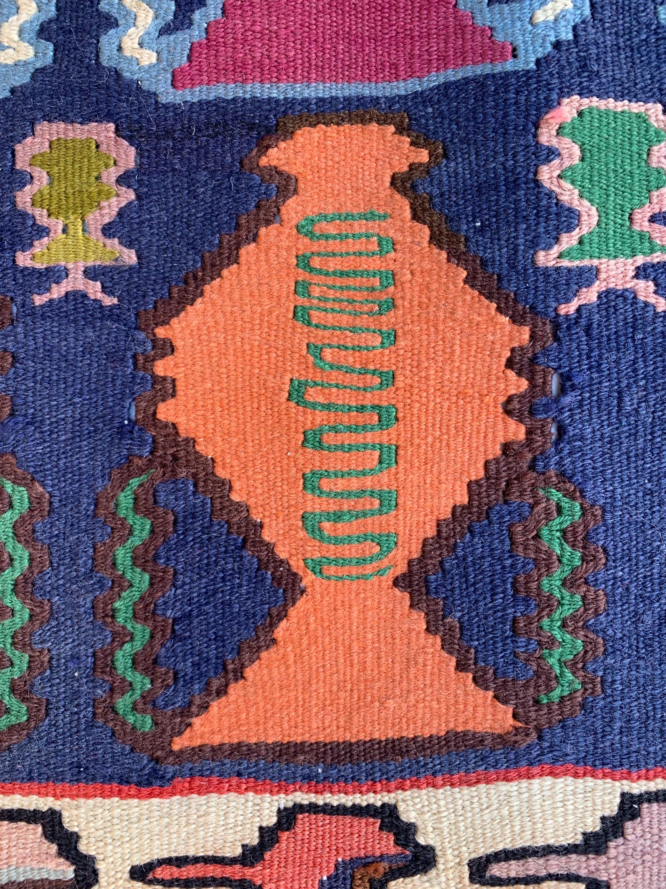 Vintage Flower Pot Kilim 6.1x3.3 ft – Handwoven, Traditional Persian, Boho Chic, Unique Home Décor, Vintage Rug, Farmhouse Rug, Kitchen Rug