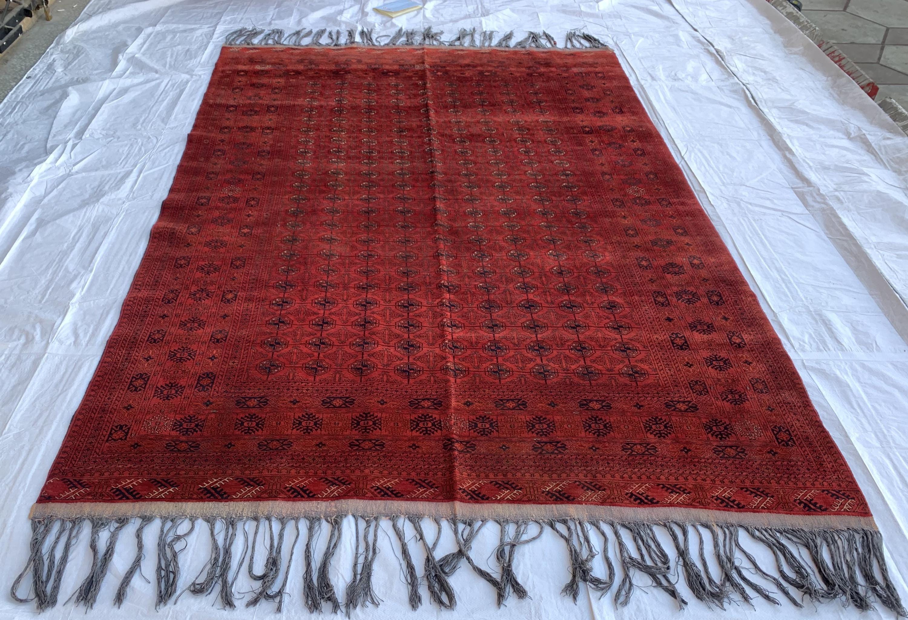 Antique Shak-e-Faryab Rug 9.5x6.6 ft - Handmade Afghan Wool Carpet, Vintage Oriental Area Rug, Bohemian Tribal Decor, Collectible Rare Item