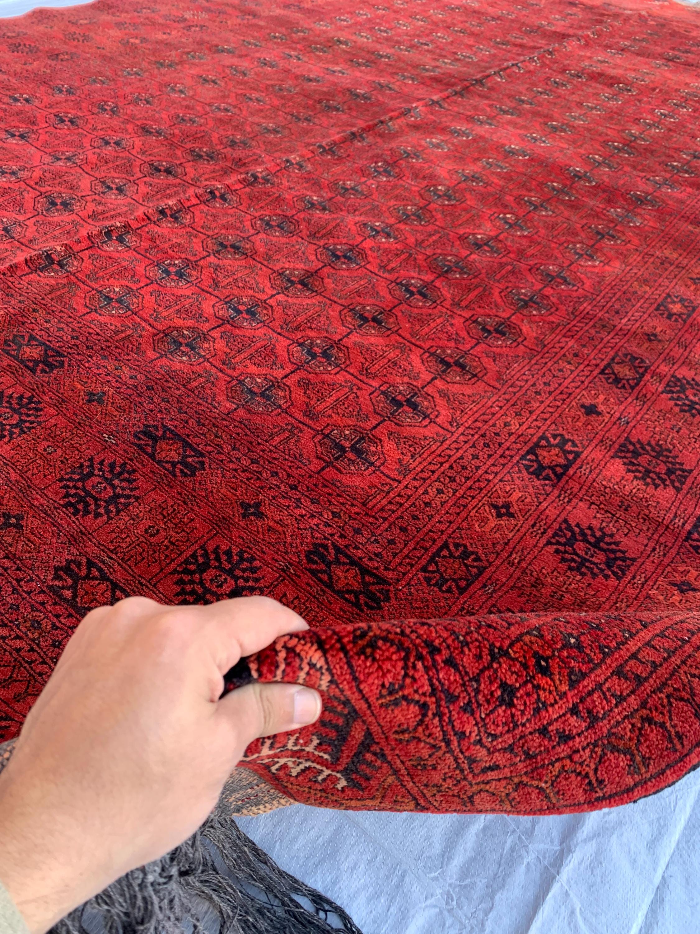 Antique Shak-e-Faryab Rug 9.5x6.6 ft - Handmade Afghan Wool Carpet, Vintage Oriental Area Rug, Bohemian Tribal Decor, Collectible Rare Item