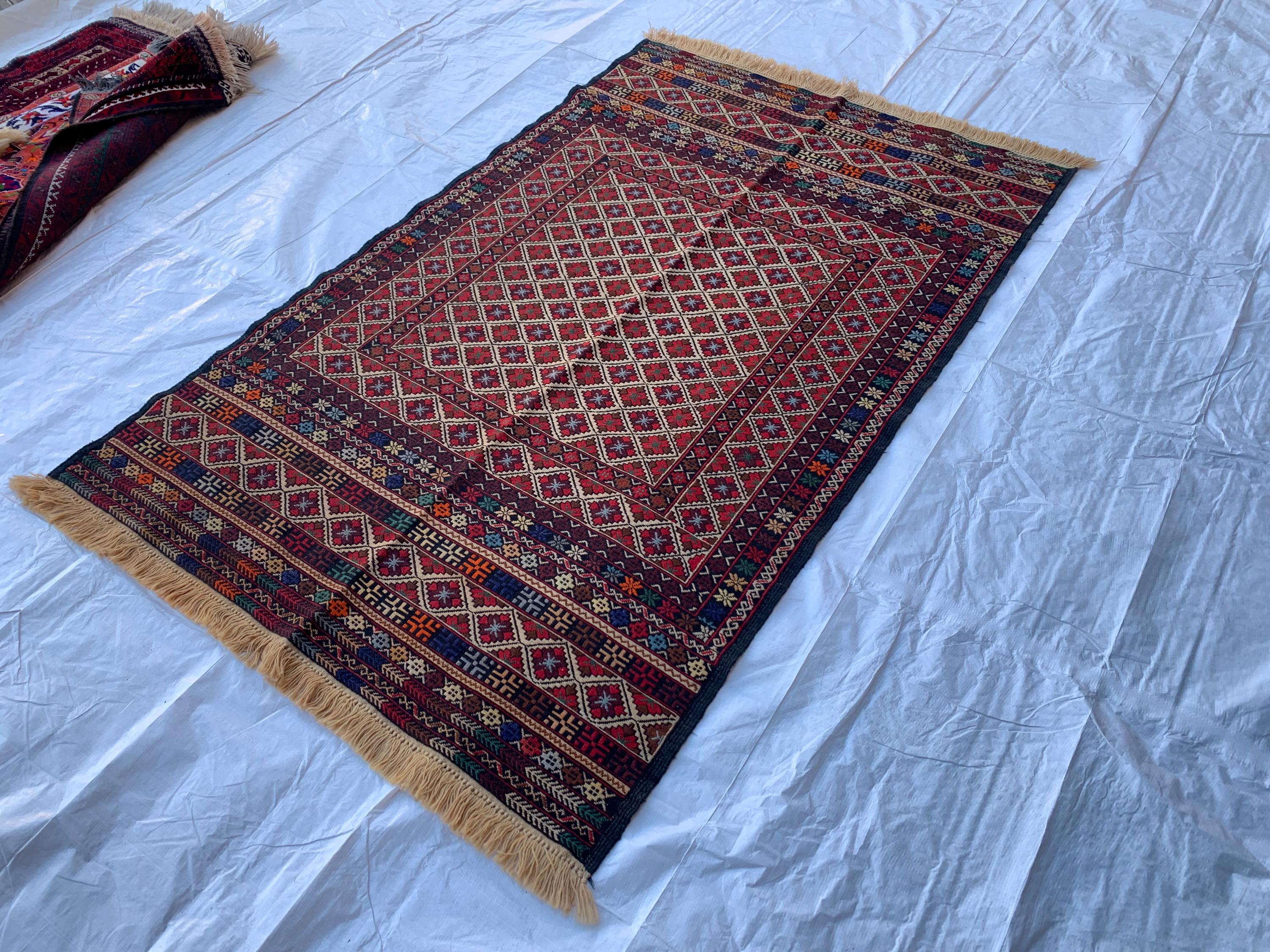 6x4 Vintage Maliki Kilim, Handmade Afghan Wool Rug, Tribal Bohemian Flatweave Carpet, Ethnic Oriental Decor, Collectible Antique 6.2x3.8 ft