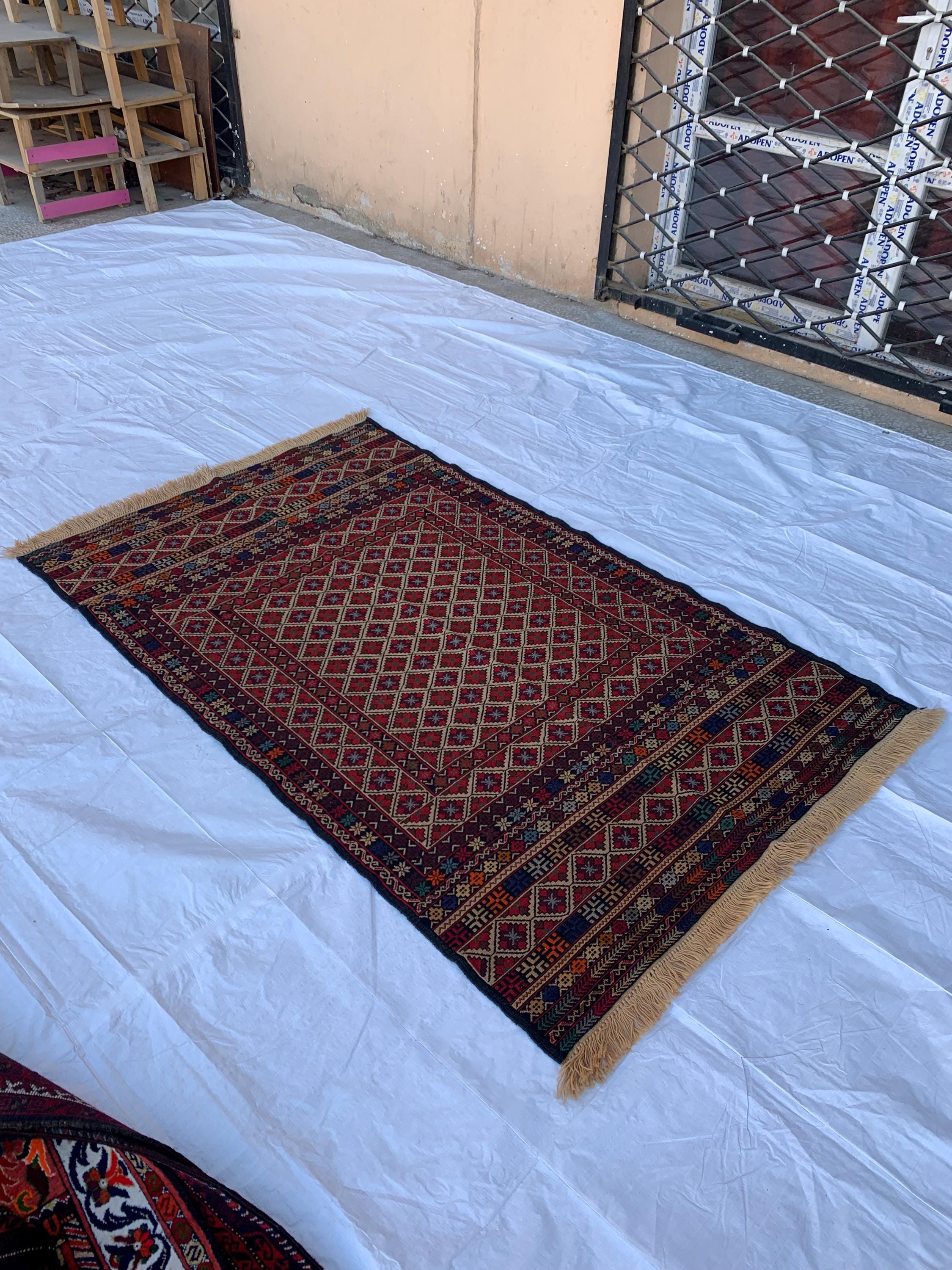 6x4 Vintage Maliki Kilim, Handmade Afghan Wool Rug, Tribal Bohemian Flatweave Carpet, Ethnic Oriental Decor, Collectible Antique 6.2x3.8 ft