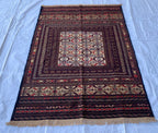 8x6 Vintage Maliki Kilim–Handmade Afghan Wool Rug, Tribal Multicolor Bohemian Flatweave Carpet, Ethnic Oriental Decor, Rare Item 7.8x6.3 ft
