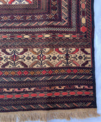 8x6 Vintage Maliki Kilim–Handmade Afghan Wool Rug, Tribal Multicolor Bohemian Flatweave Carpet, Ethnic Oriental Decor, Rare Item 7.8x6.3 ft