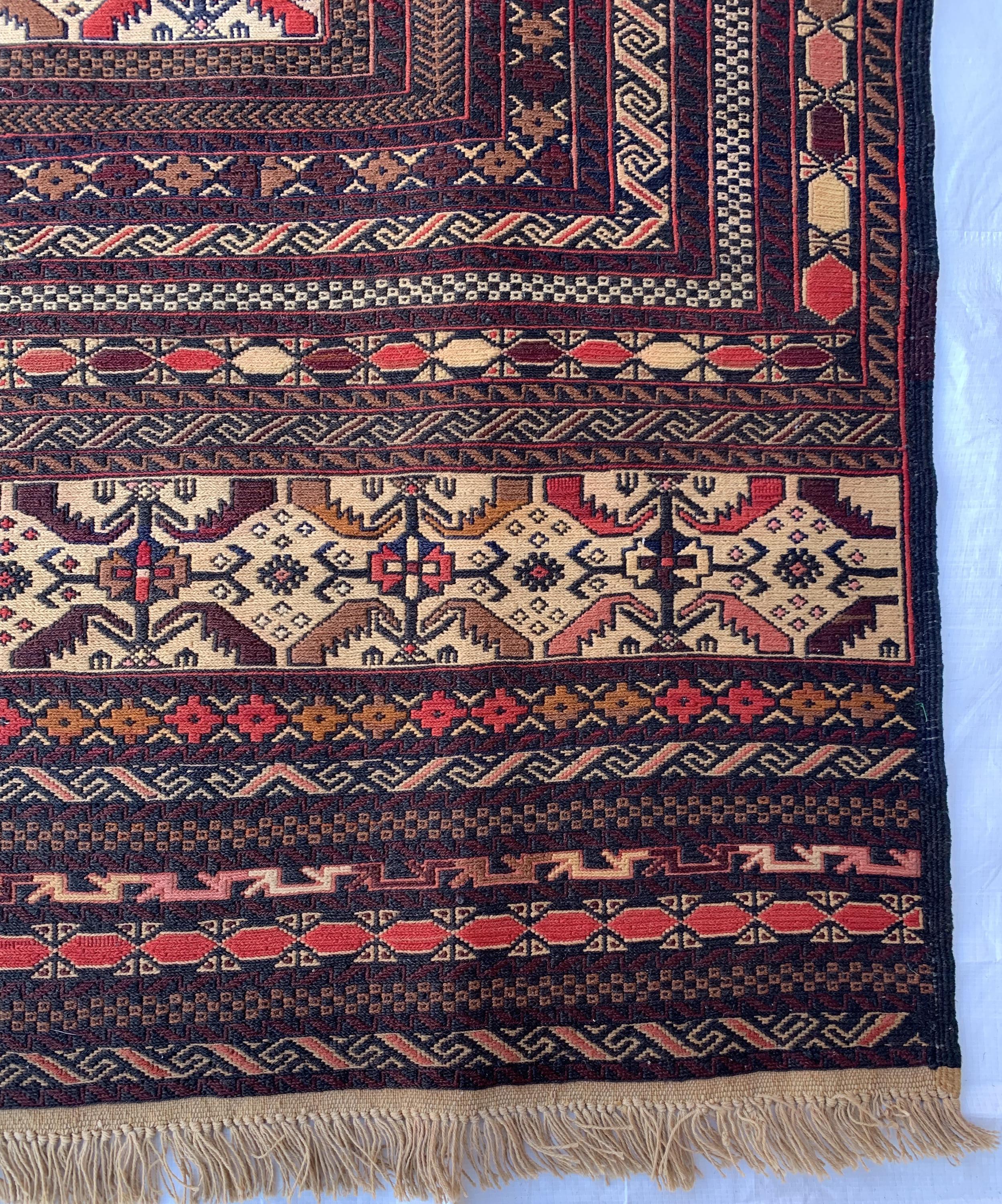 8x6 Vintage Maliki Kilim–Handmade Afghan Wool Rug, Tribal Multicolor Bohemian Flatweave Carpet, Ethnic Oriental Decor, Rare Item 7.8x6.3 ft