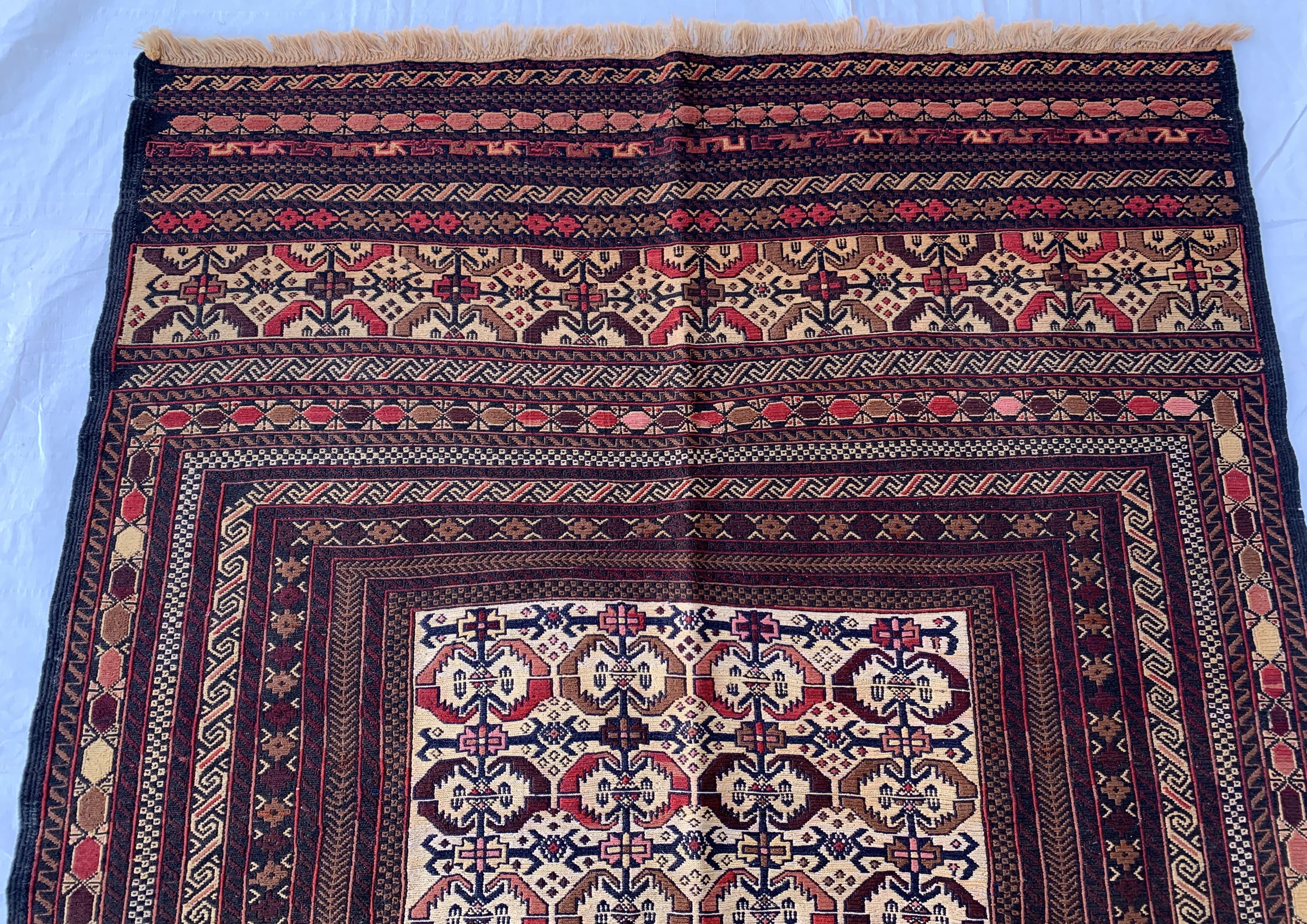8x6 Vintage Maliki Kilim–Handmade Afghan Wool Rug, Tribal Multicolor Bohemian Flatweave Carpet, Ethnic Oriental Decor, Rare Item 7.8x6.3 ft